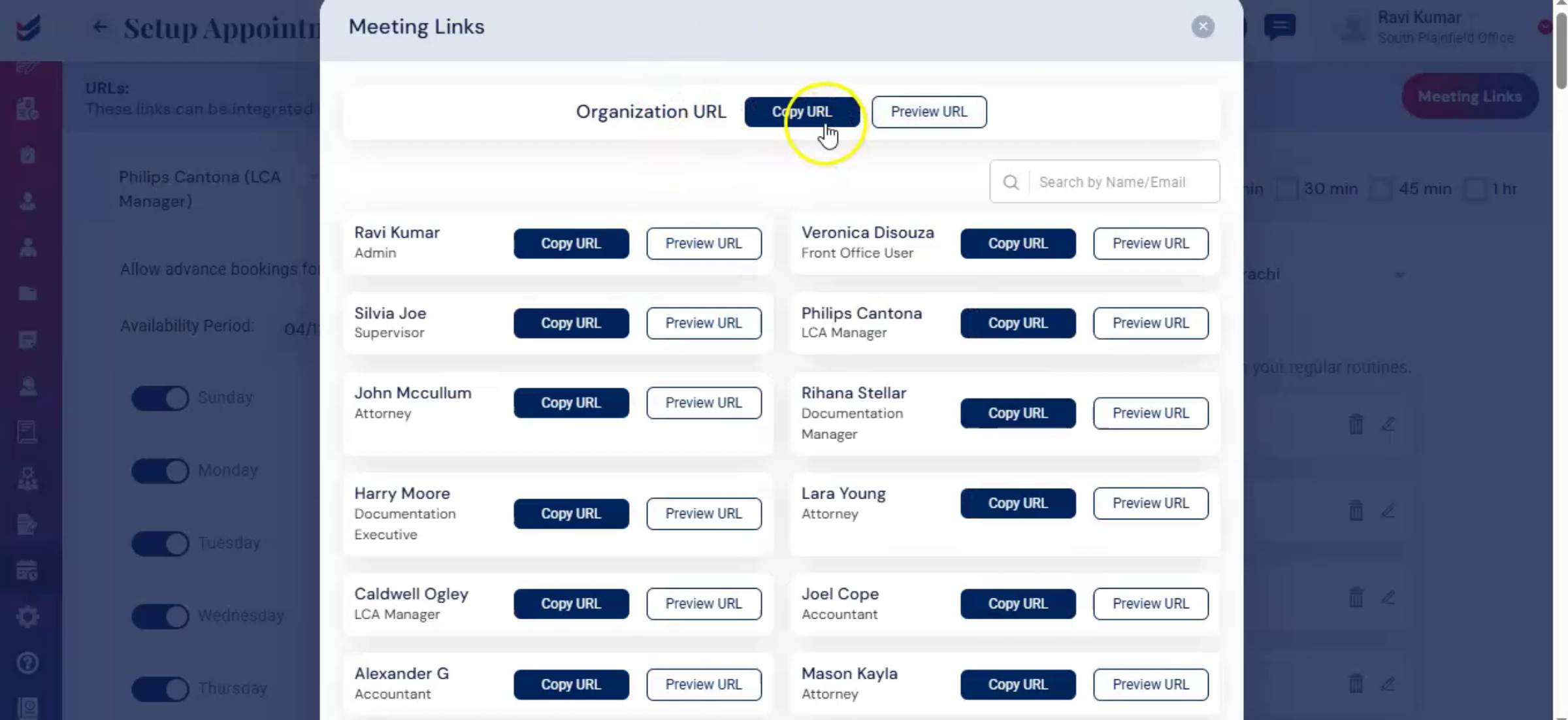 Accessing the Organization URL