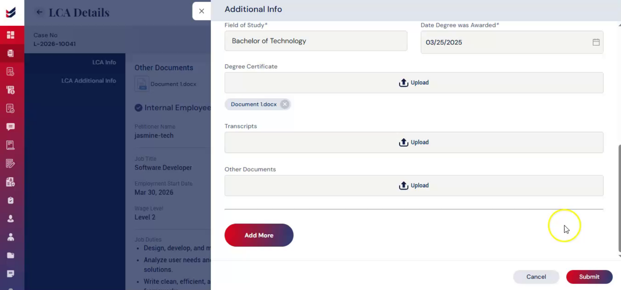 Assign Attorney Dialog Appearance