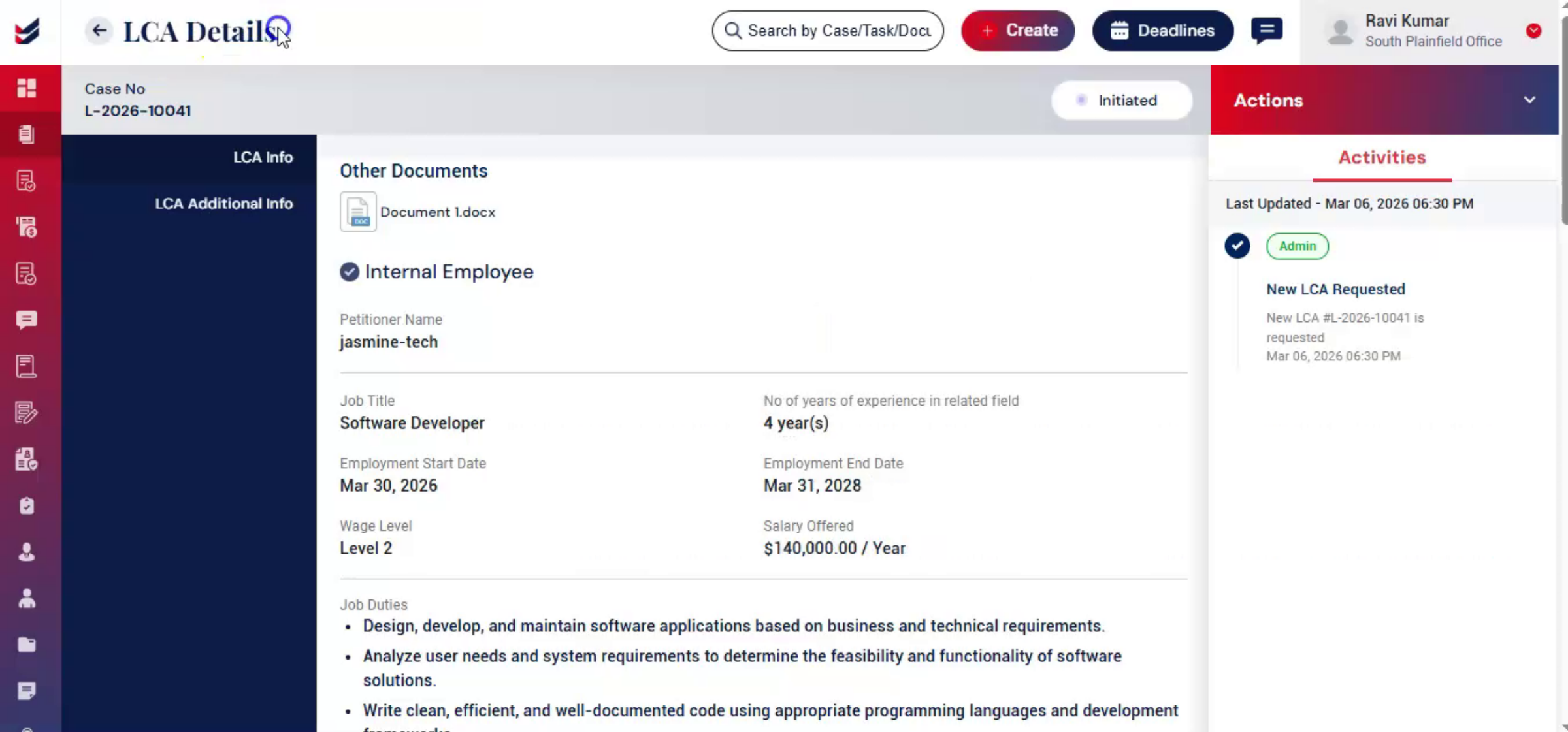 LCA Details Page Overview