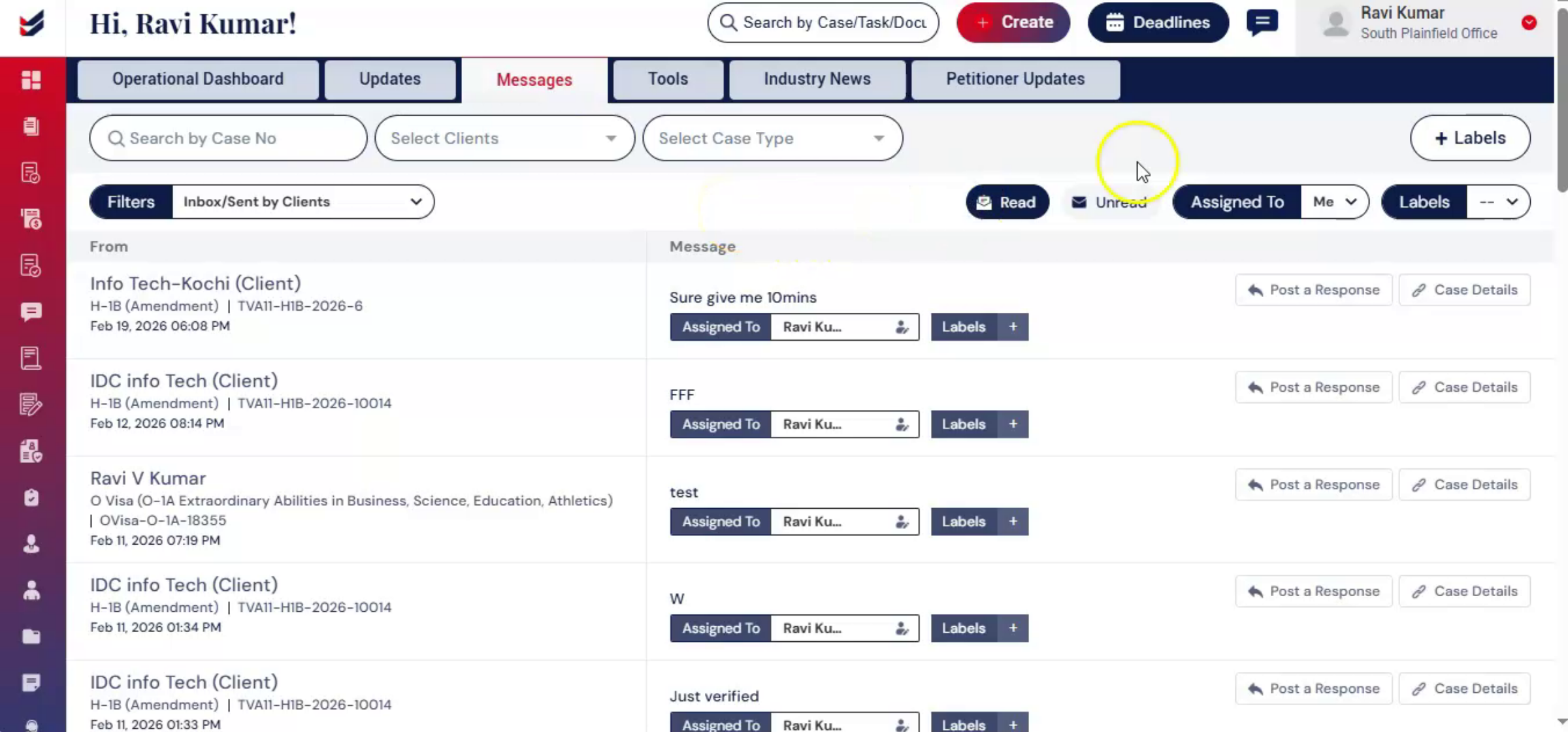 Messages Tab - Header