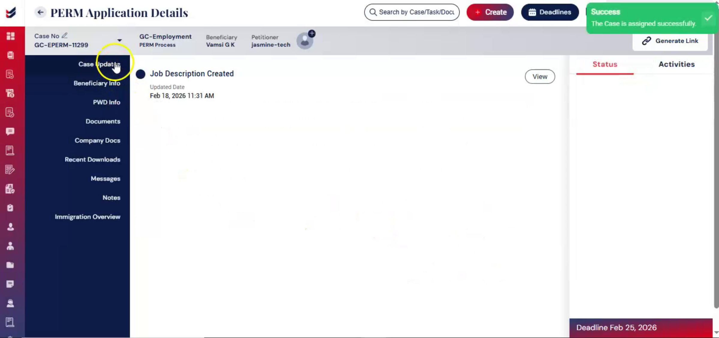 Compliance Stage Initiation