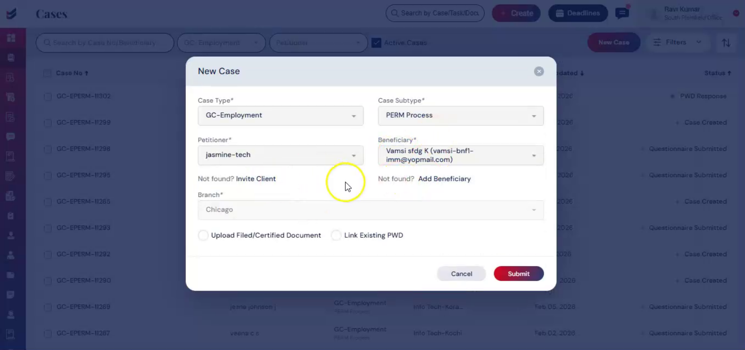 Adding Petitioner Beneficiary
