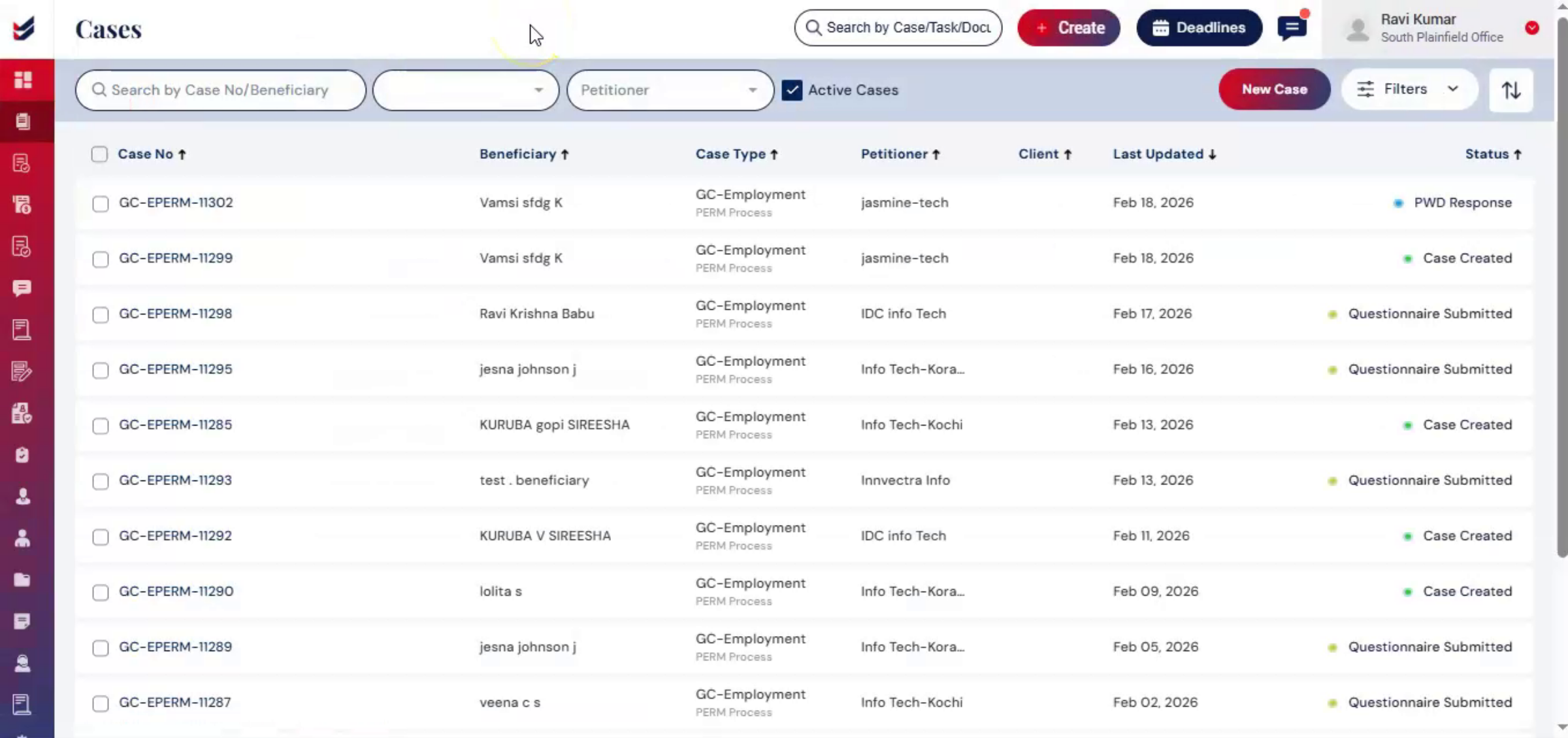 PERM Case Search Features