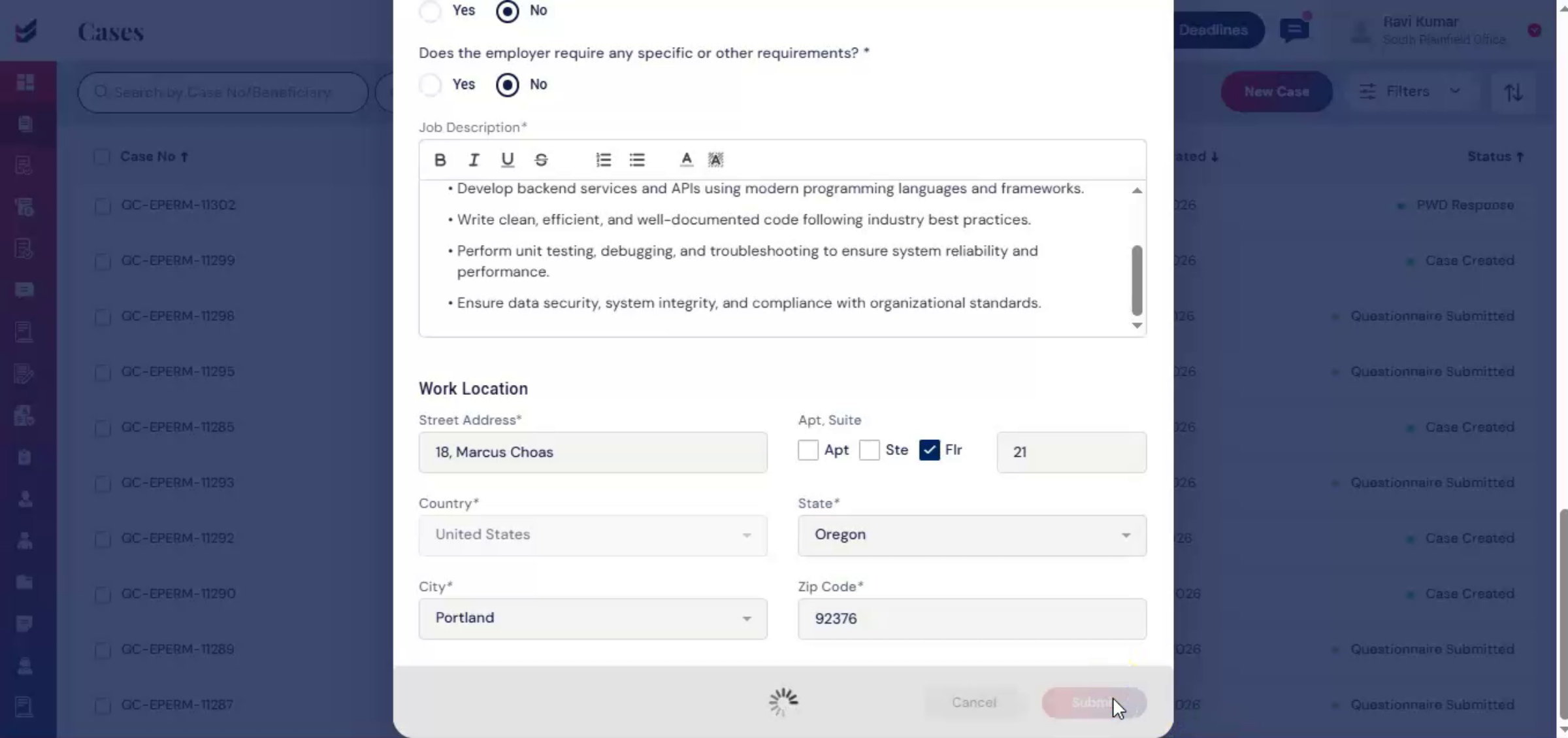 Submitting PERM Case