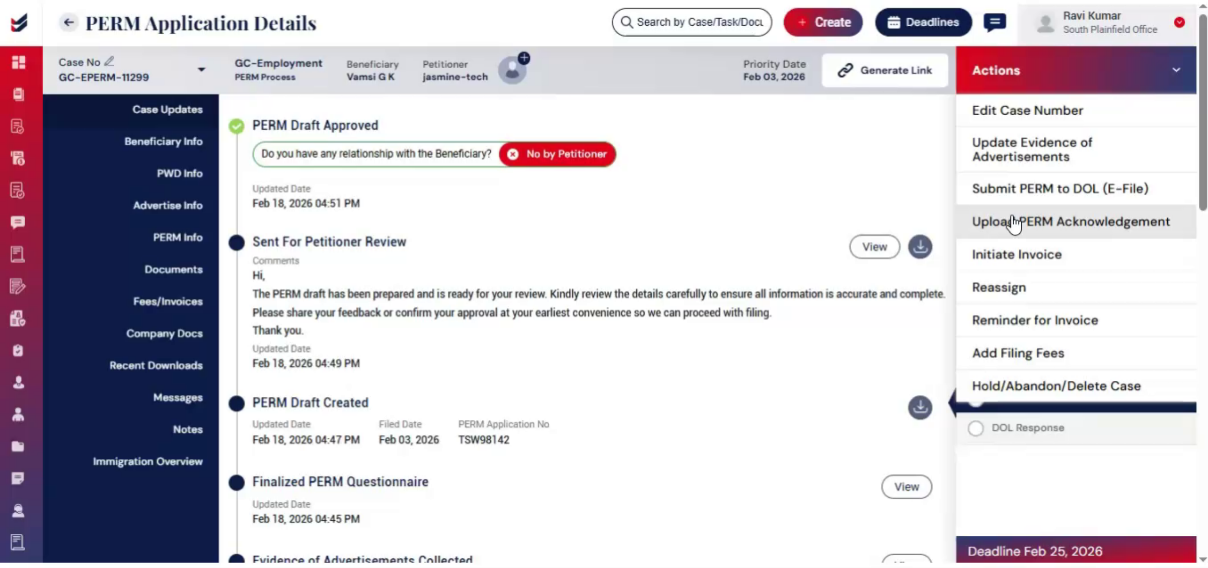 Uploading Filing Acknowledgement