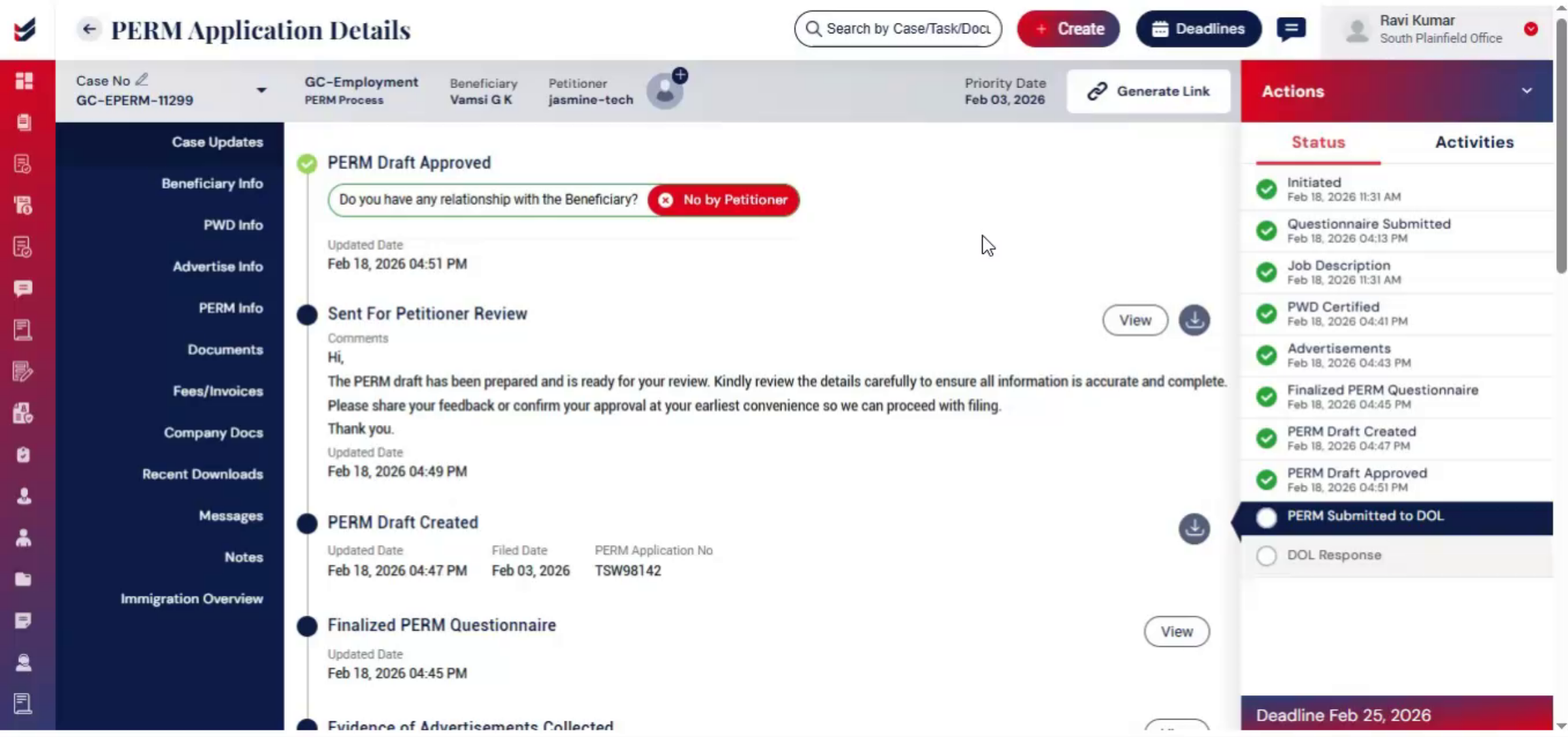 PERM Application Filing Ready