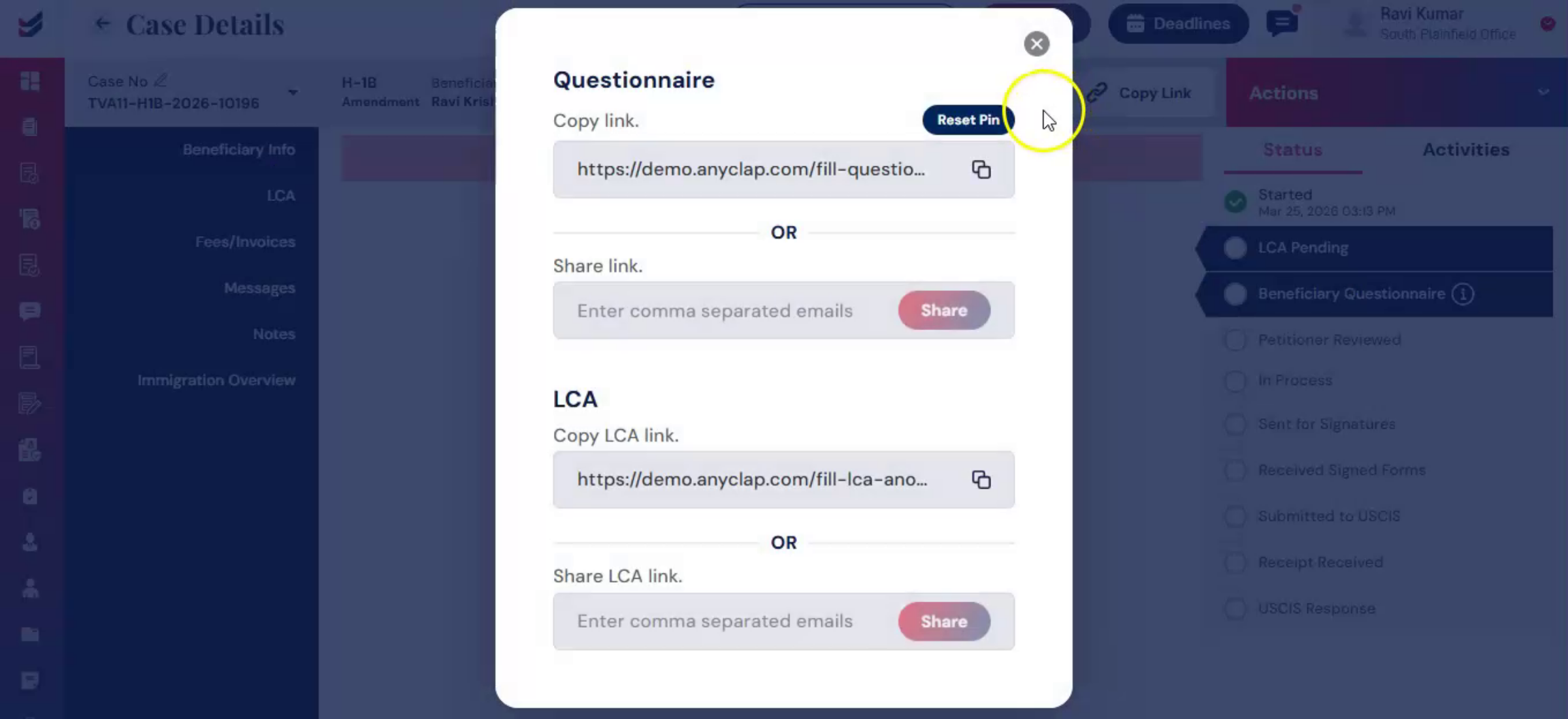 Reset PIN