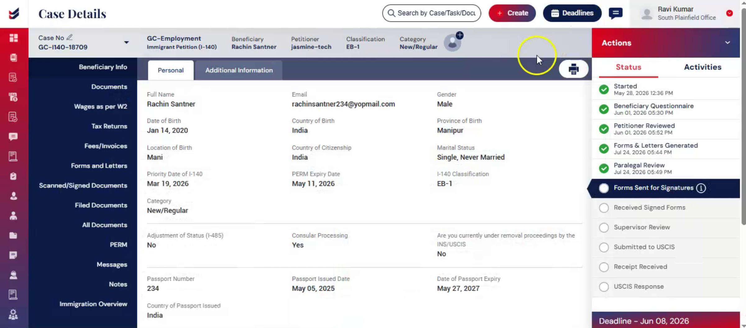 Request Signature from Petitioner or Beneficiary