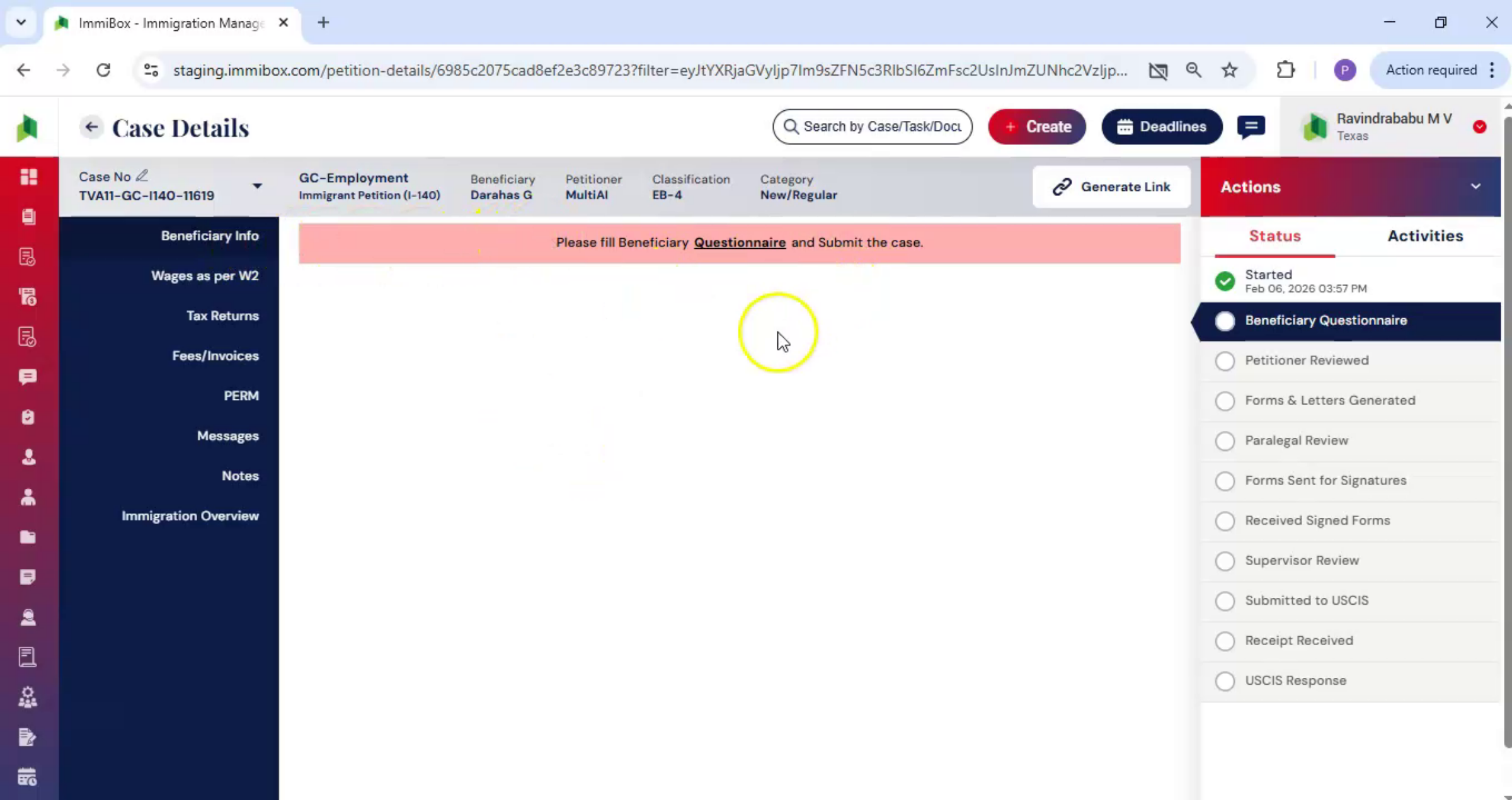 Questionnaire Completion Responsibility