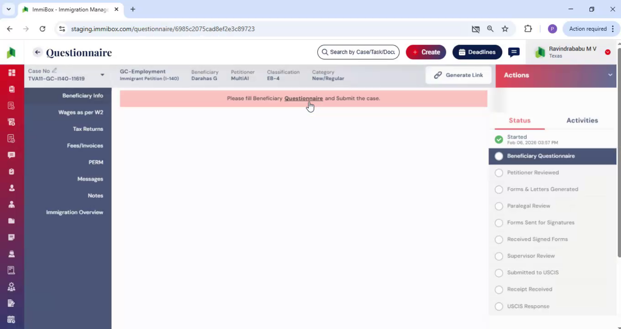 Open I-140 Form