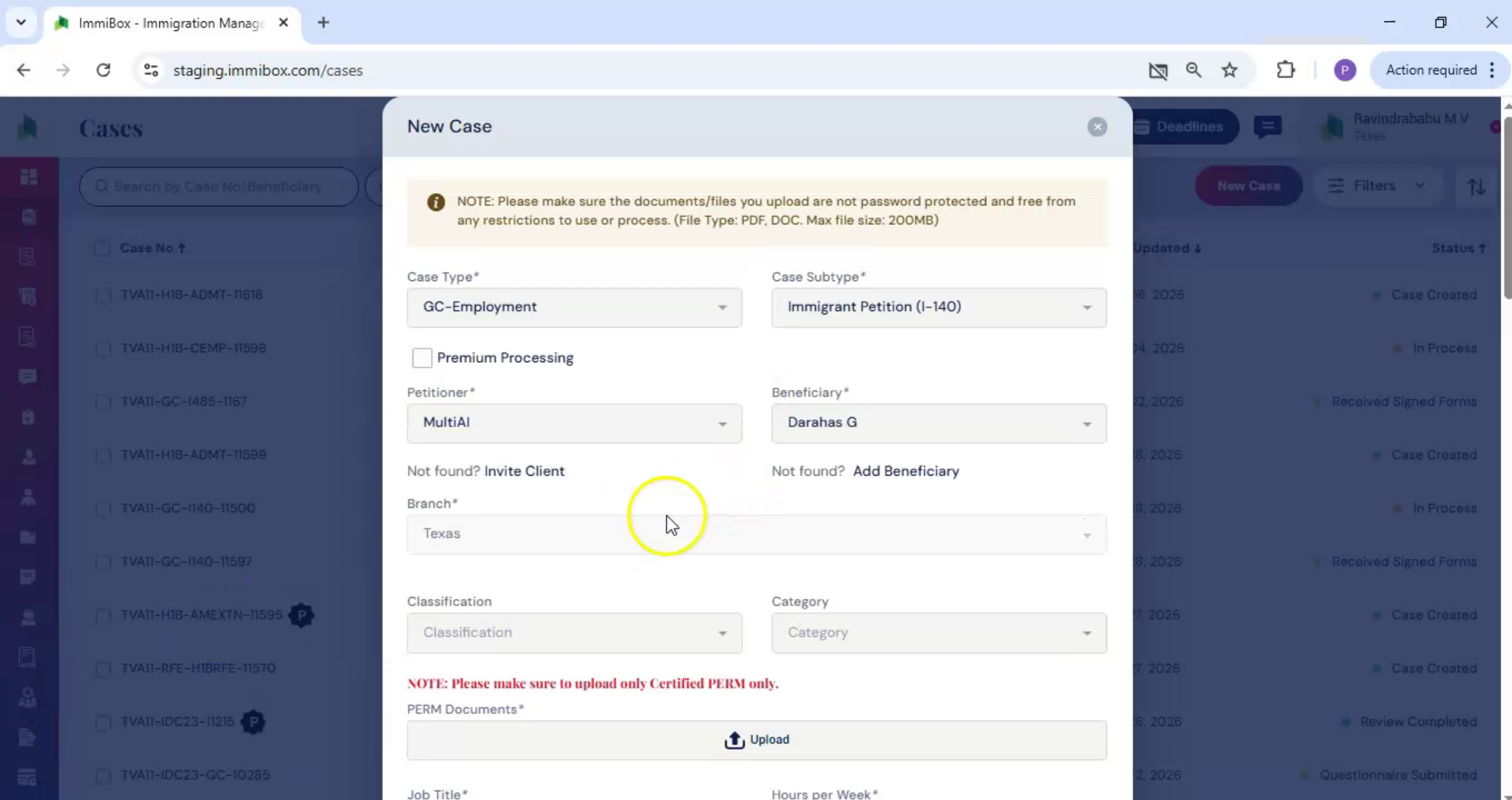 I-140 Case PERM Requirement
