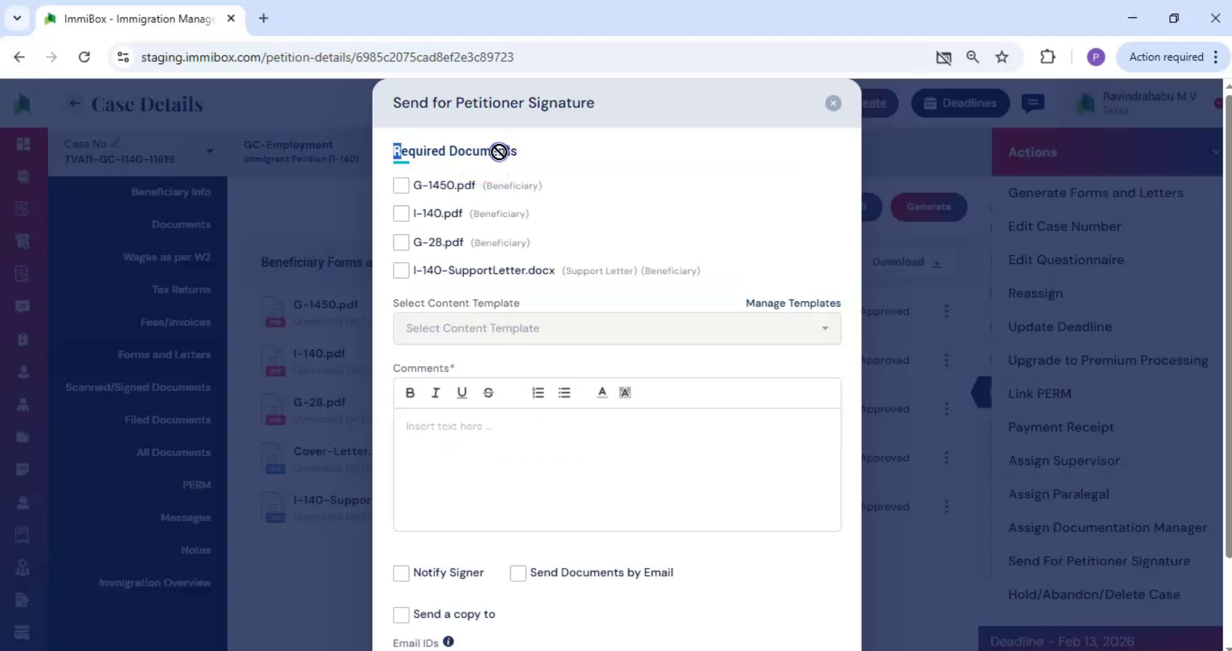 Select Documents And Template