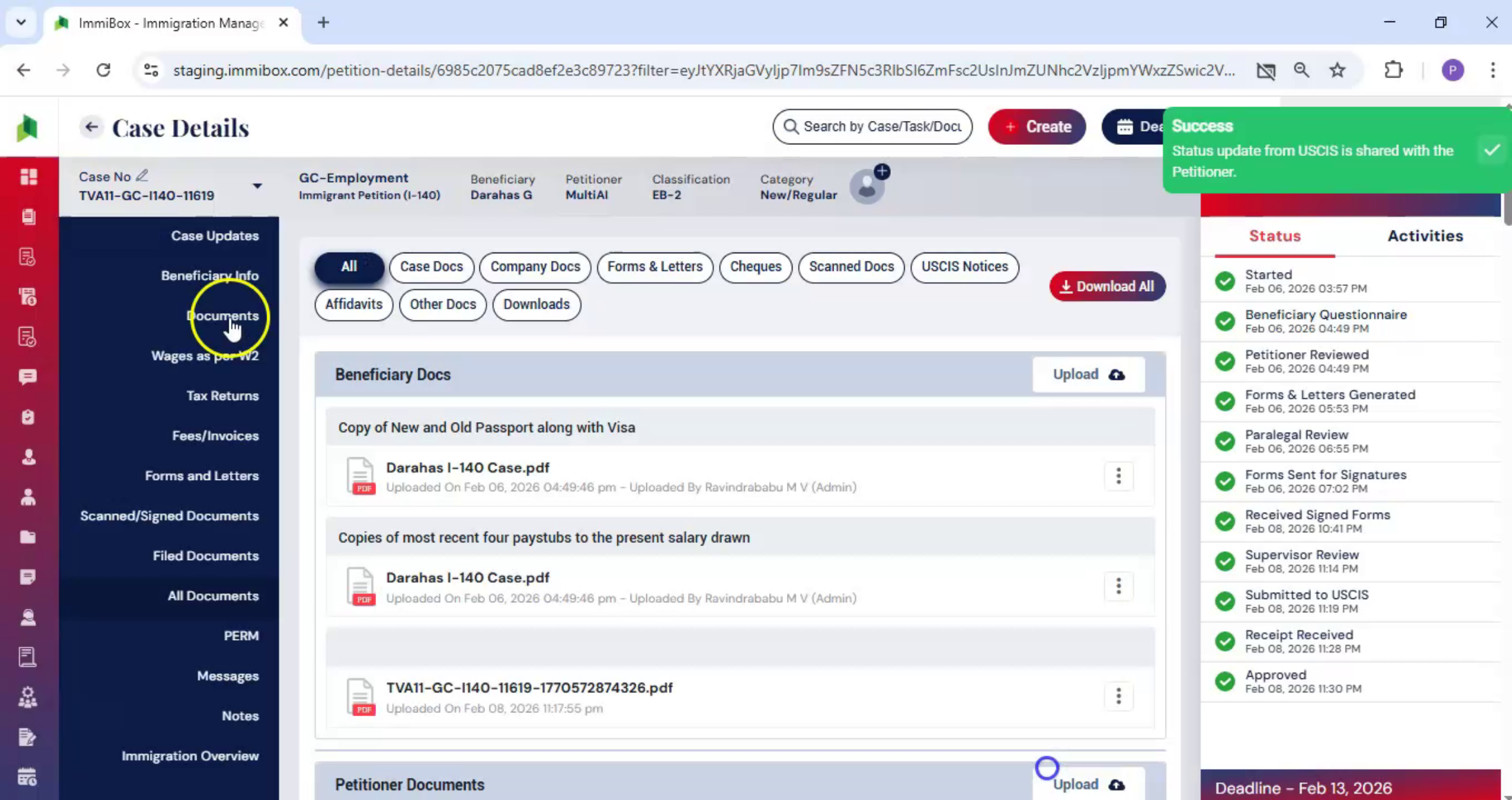 Case Status Tracking