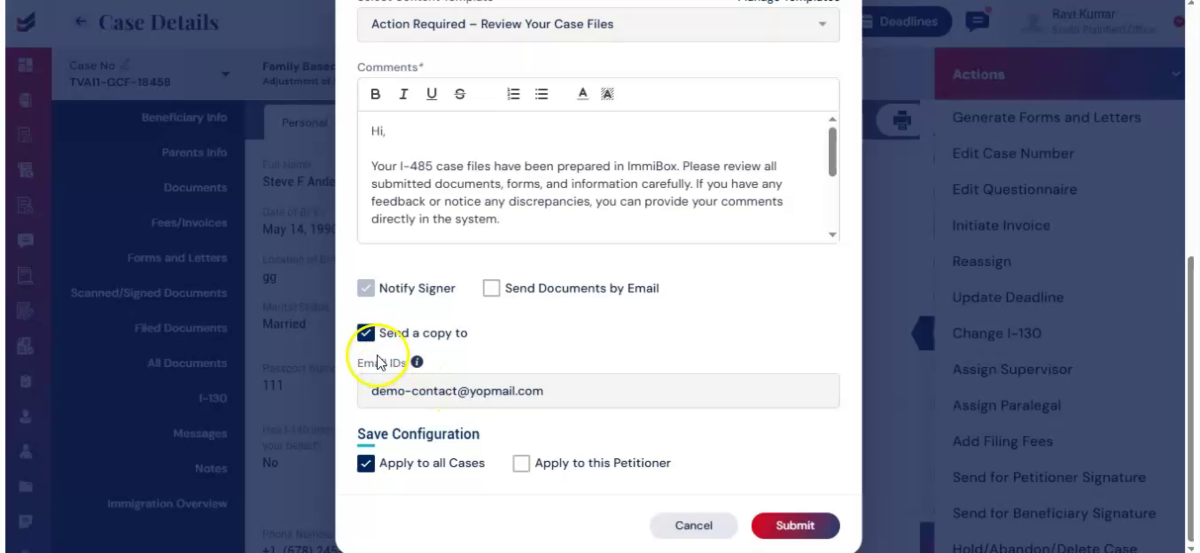 Submitting Signature Request