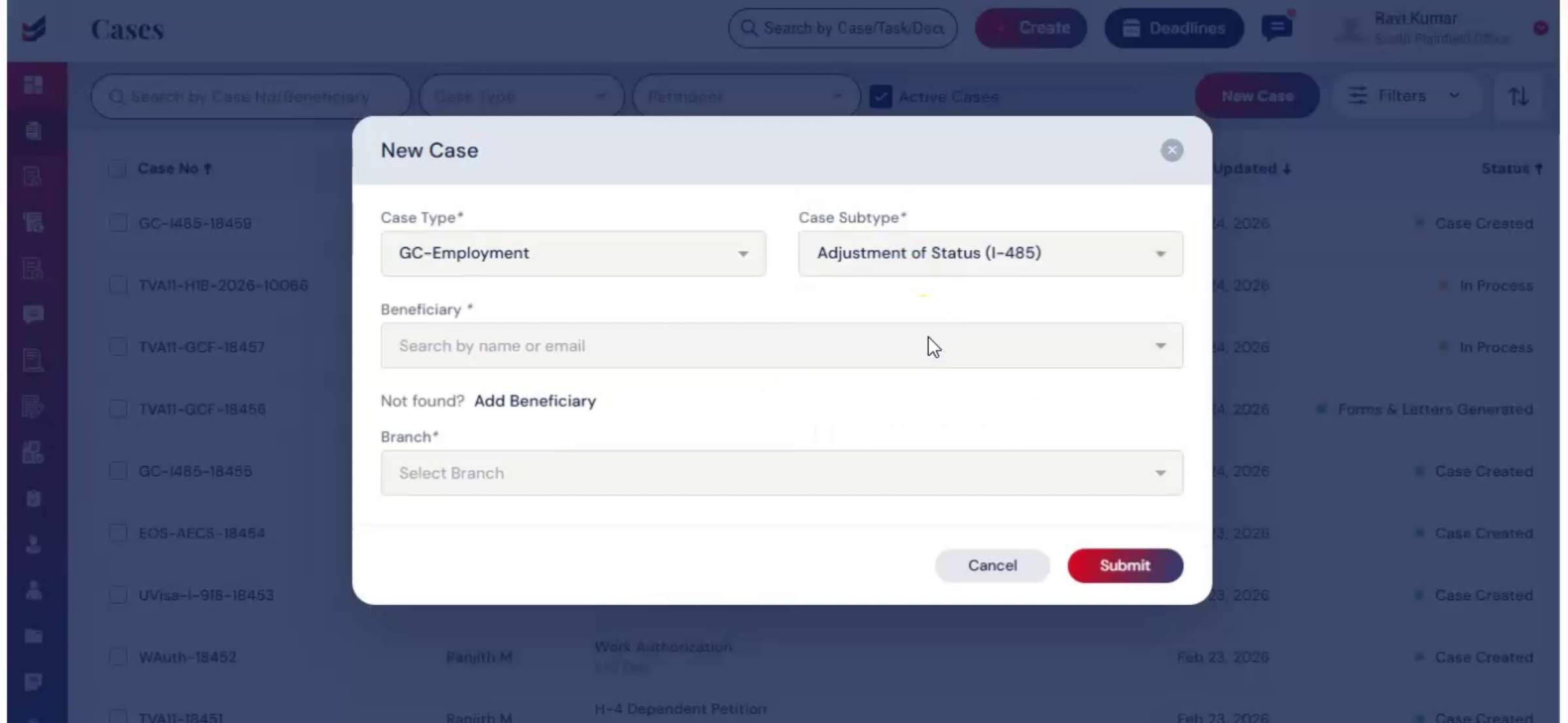Selecting Beneficiary