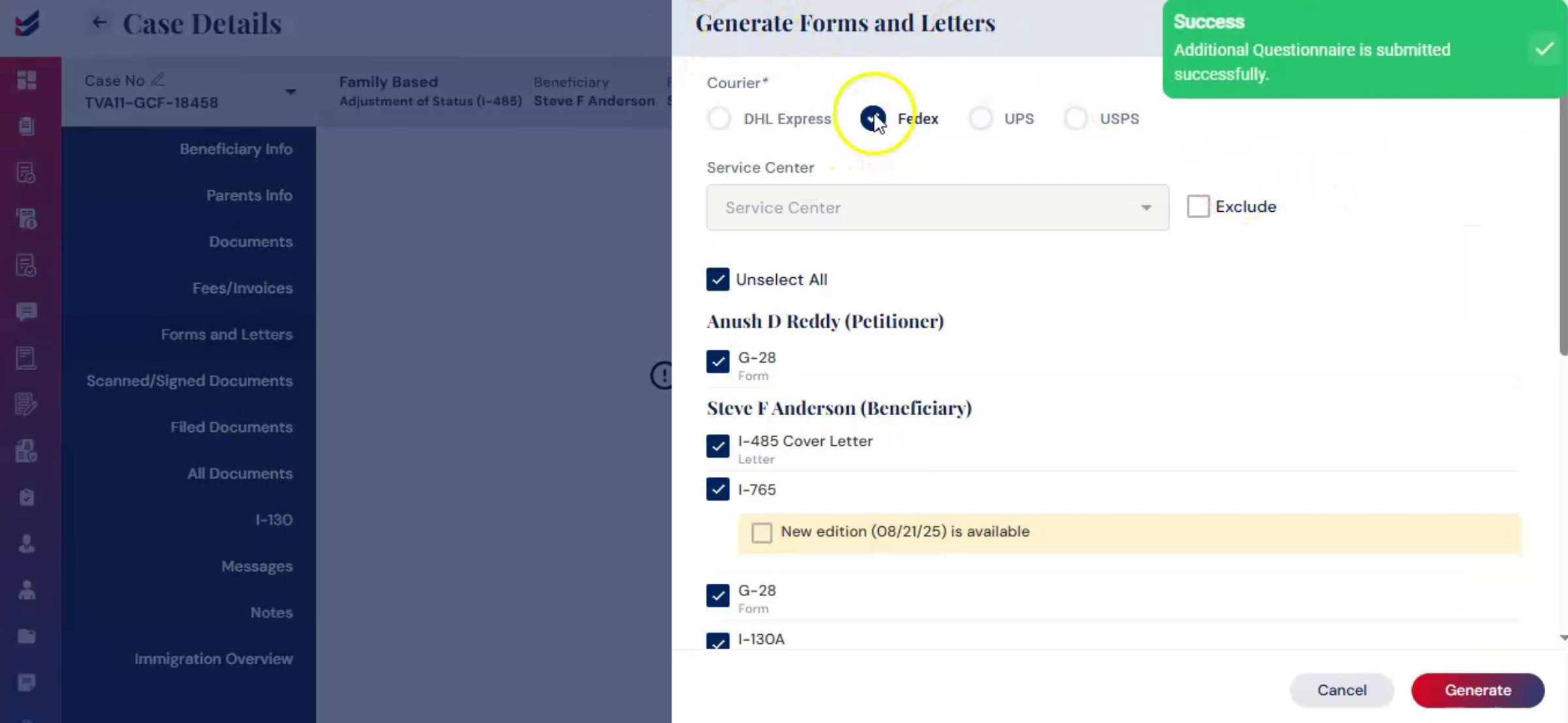 Selecting Forms And Options