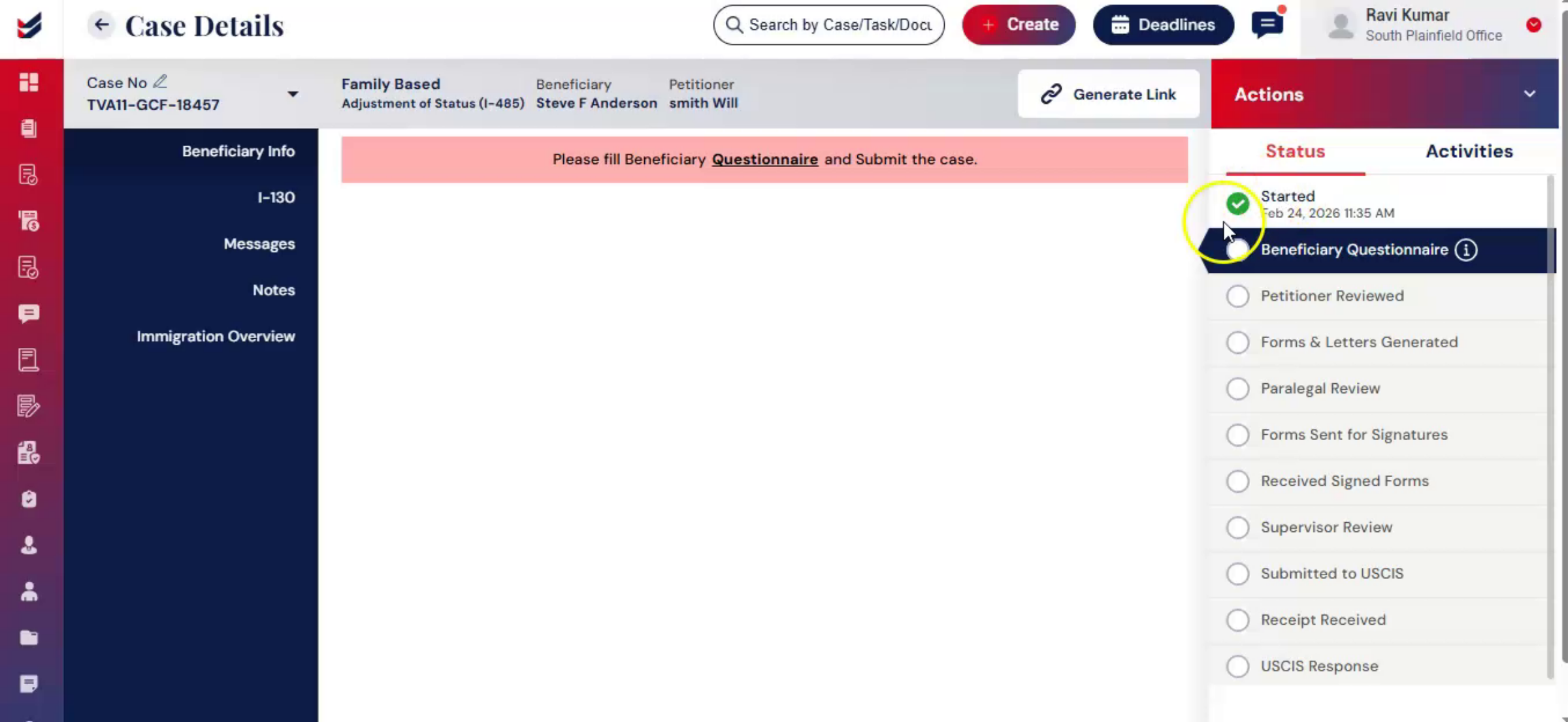 Accessing Beneficiary Questionnaire