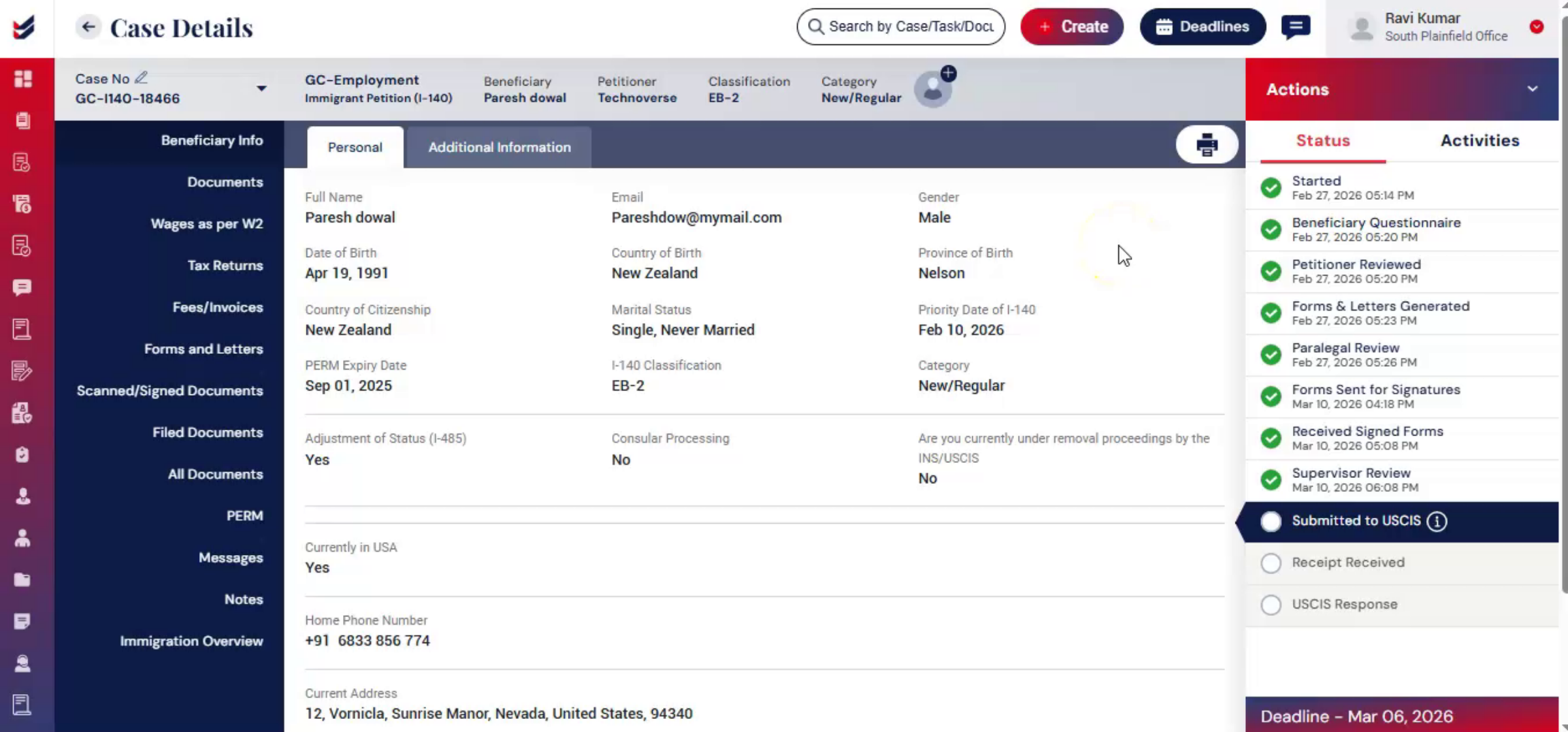 Submit the Case to USCIS
