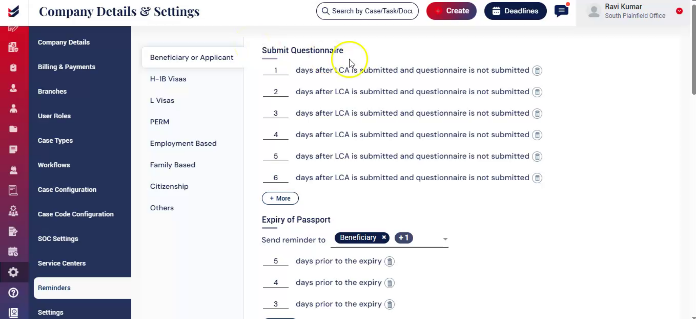 Configuring Reminders