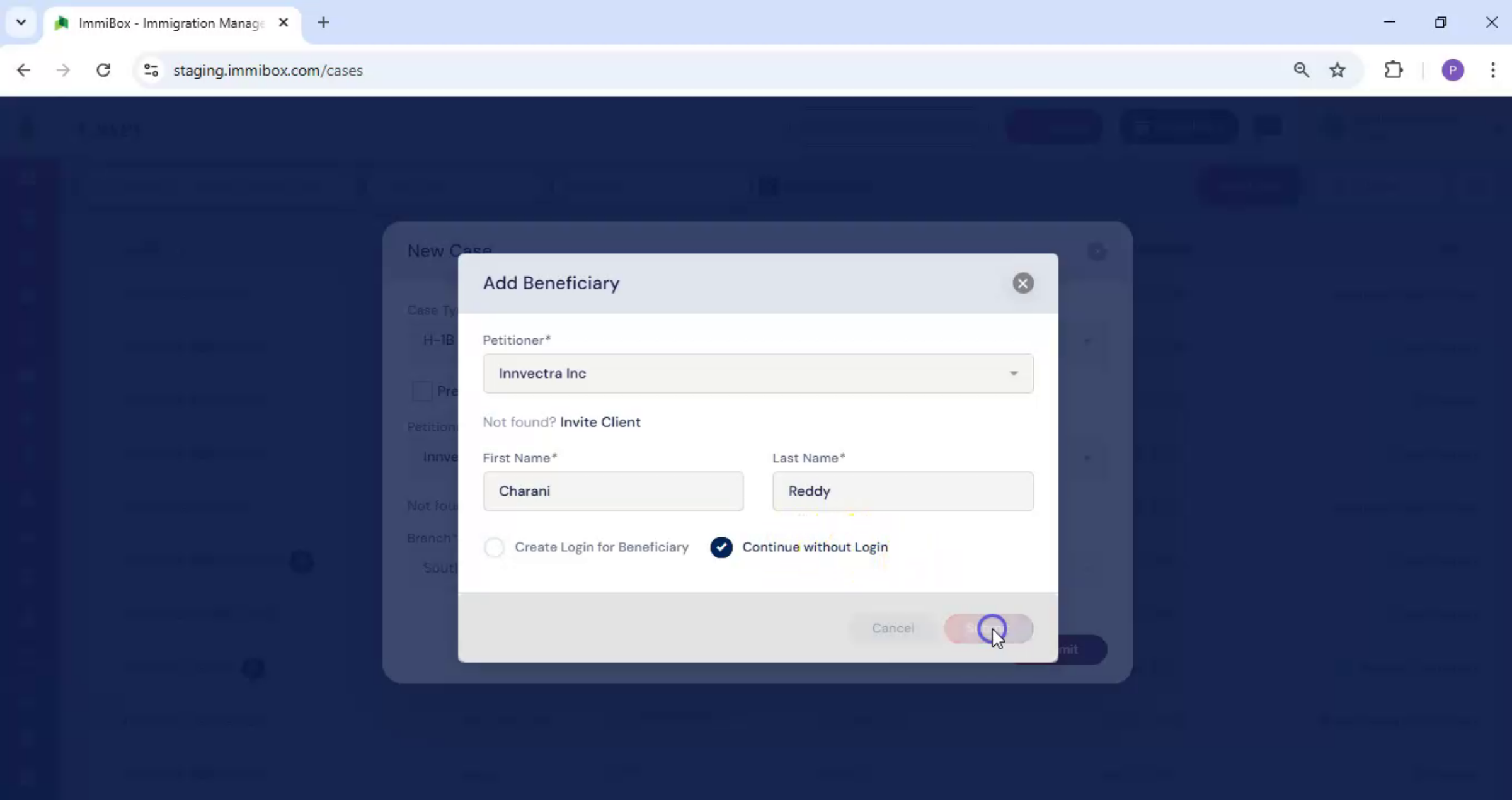 Submit Beneficiary Details