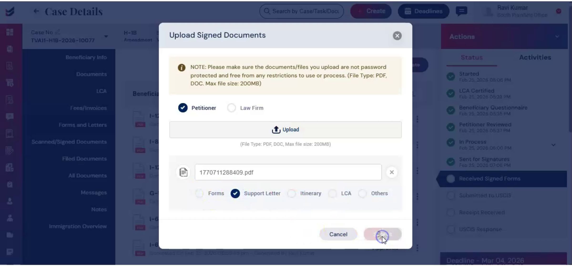 Uploading Scanned Signed Documents