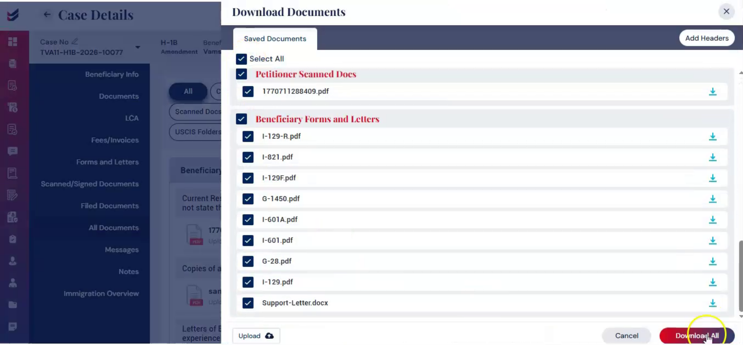 Accessing Filed Documents Section