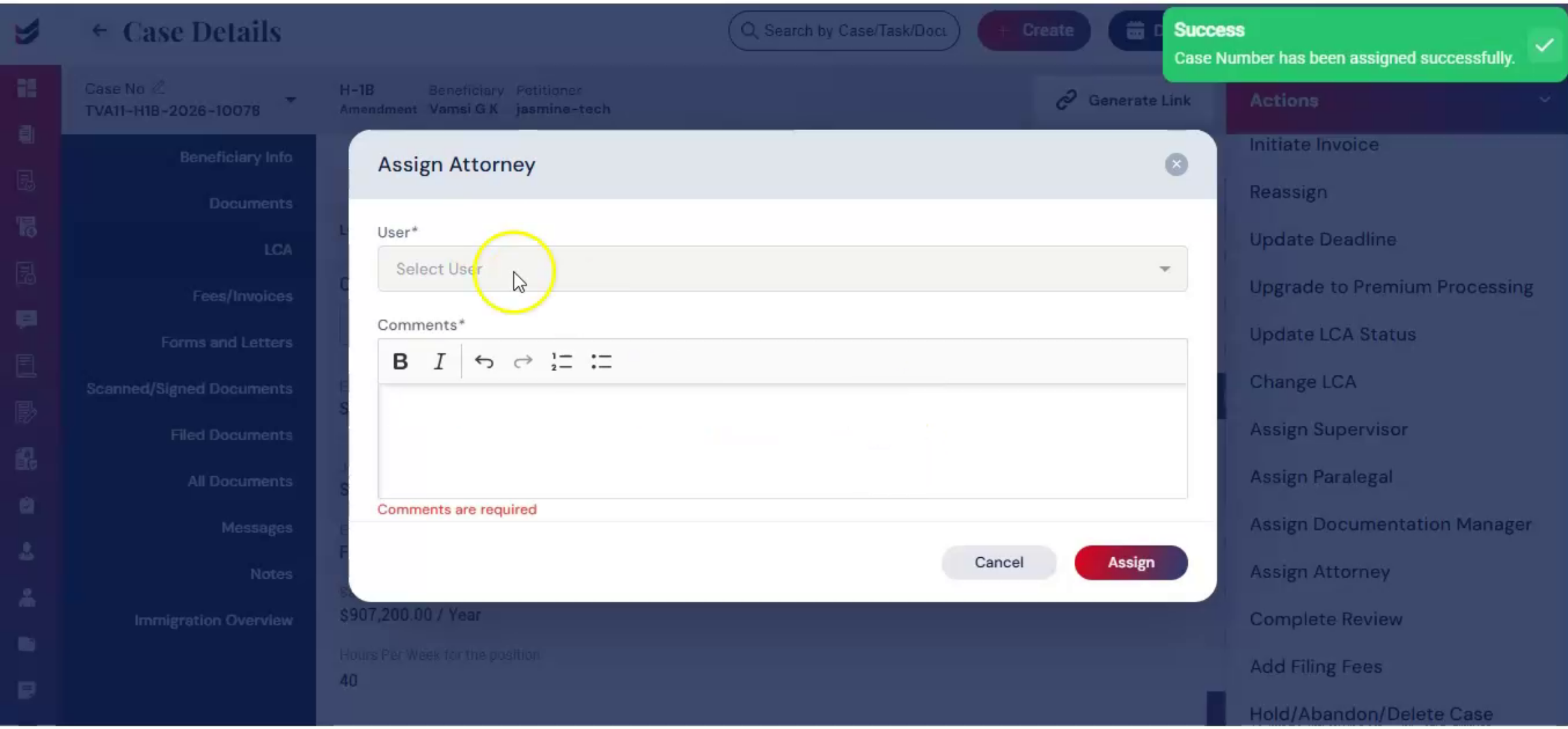 Attorney Assignment And Logging