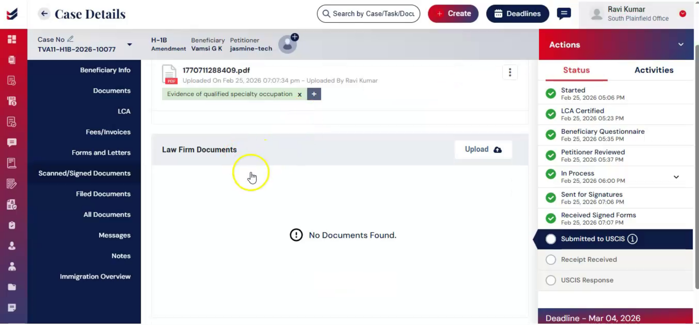 Law Firm Internal Document Upload