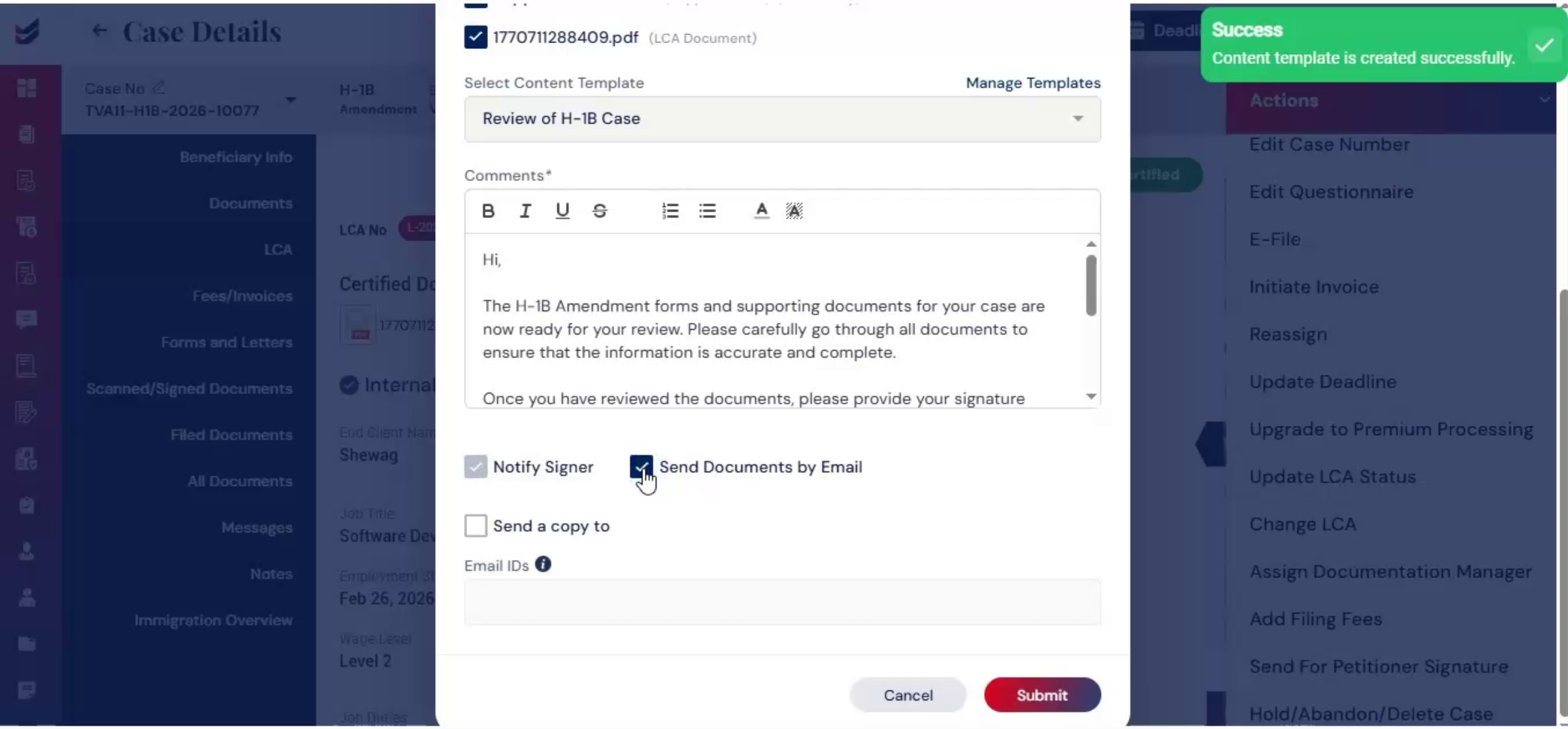 Sending Documents By Email Options