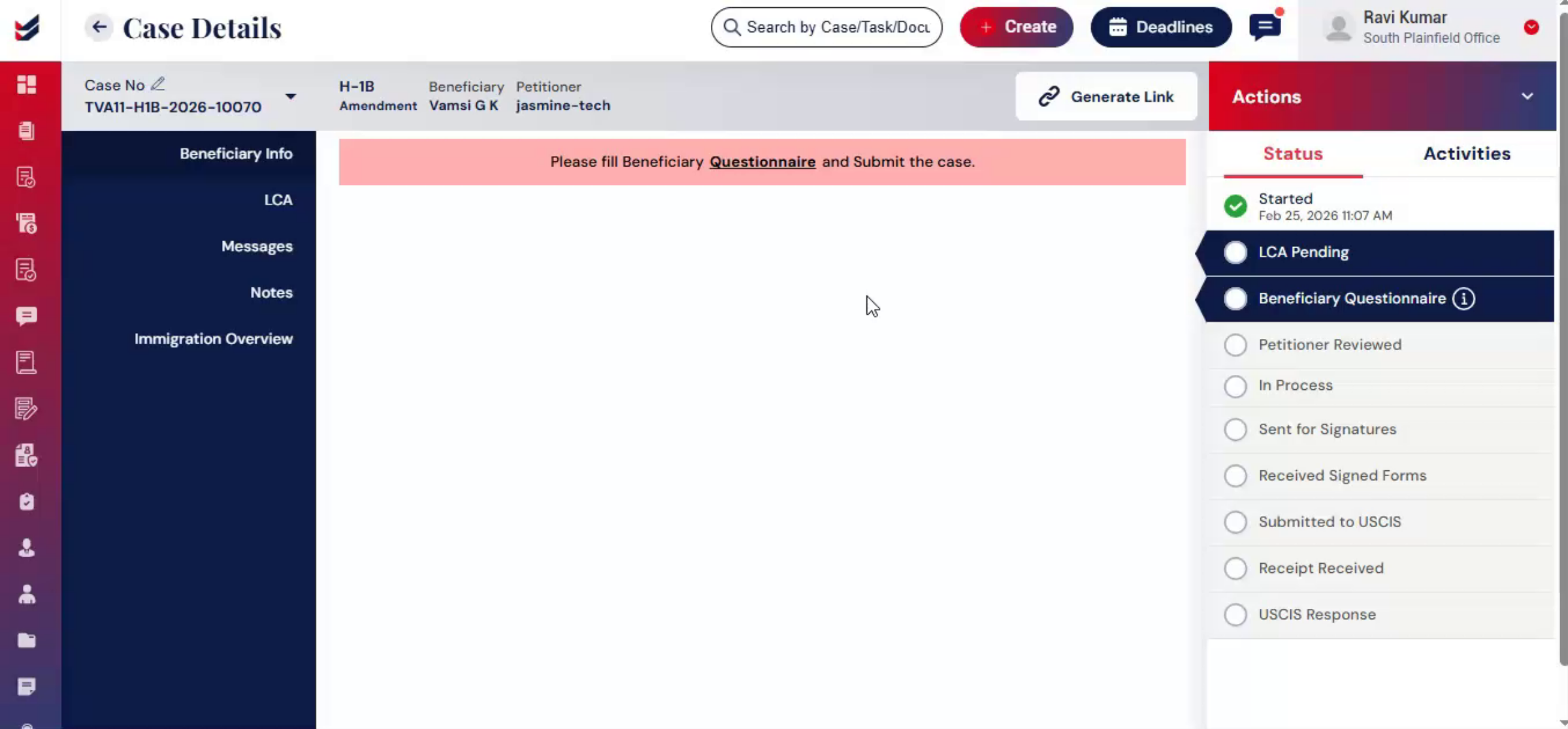 Linking Or Creating LCA In ImmiBox