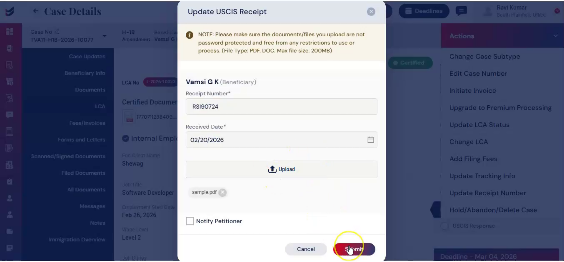 Uploading Multiple USCIS Notices