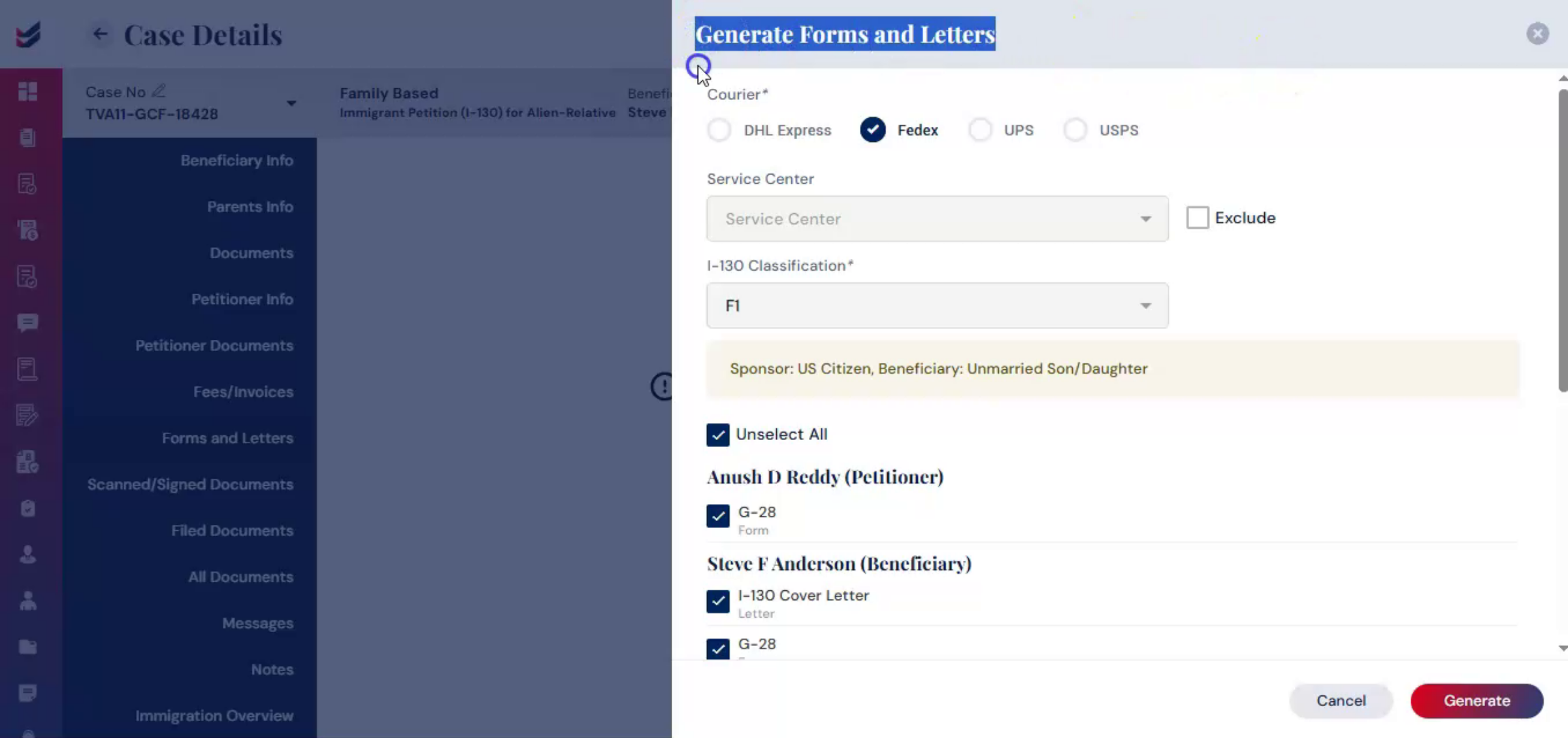 Selecting Forms And Options