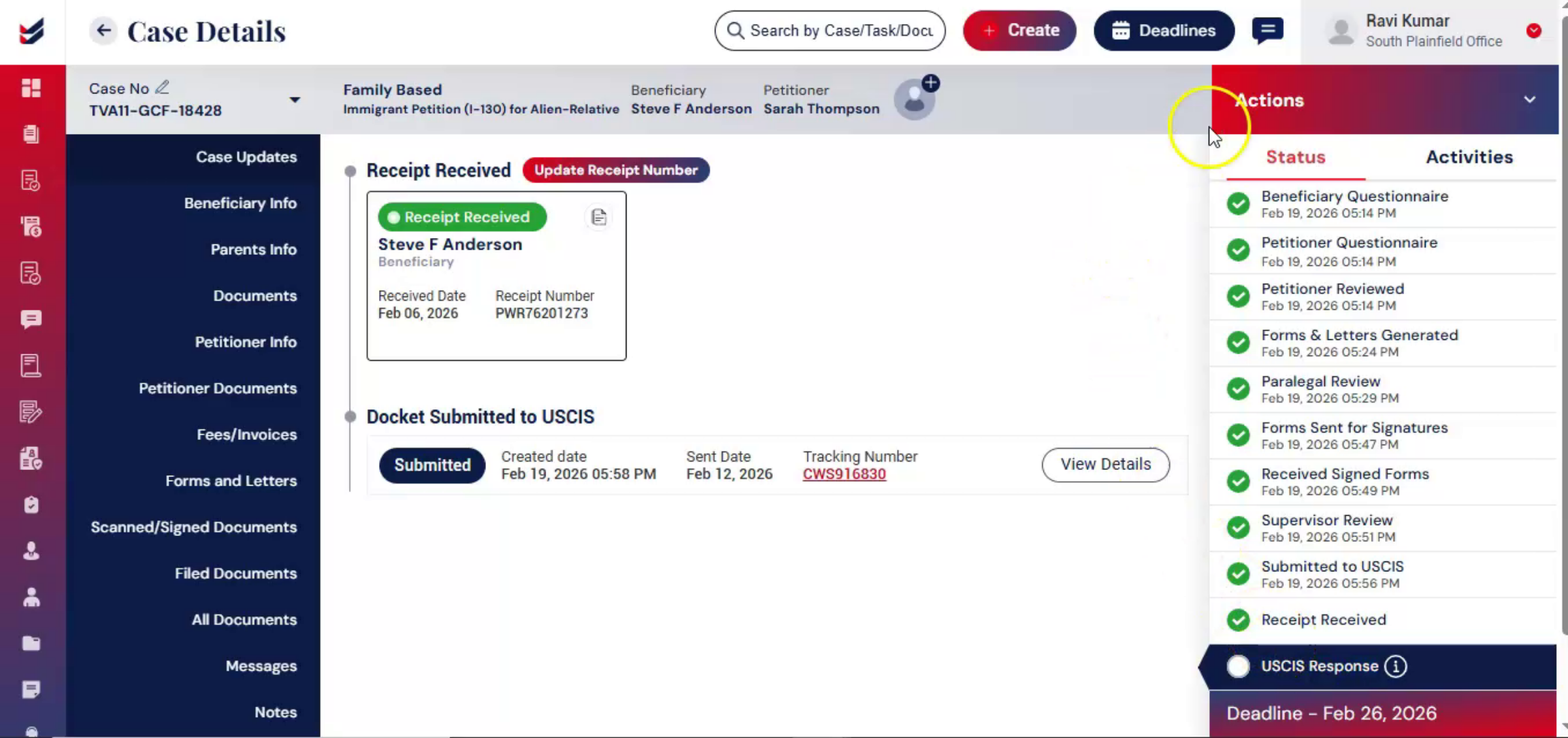 Updating USCIS Case Status