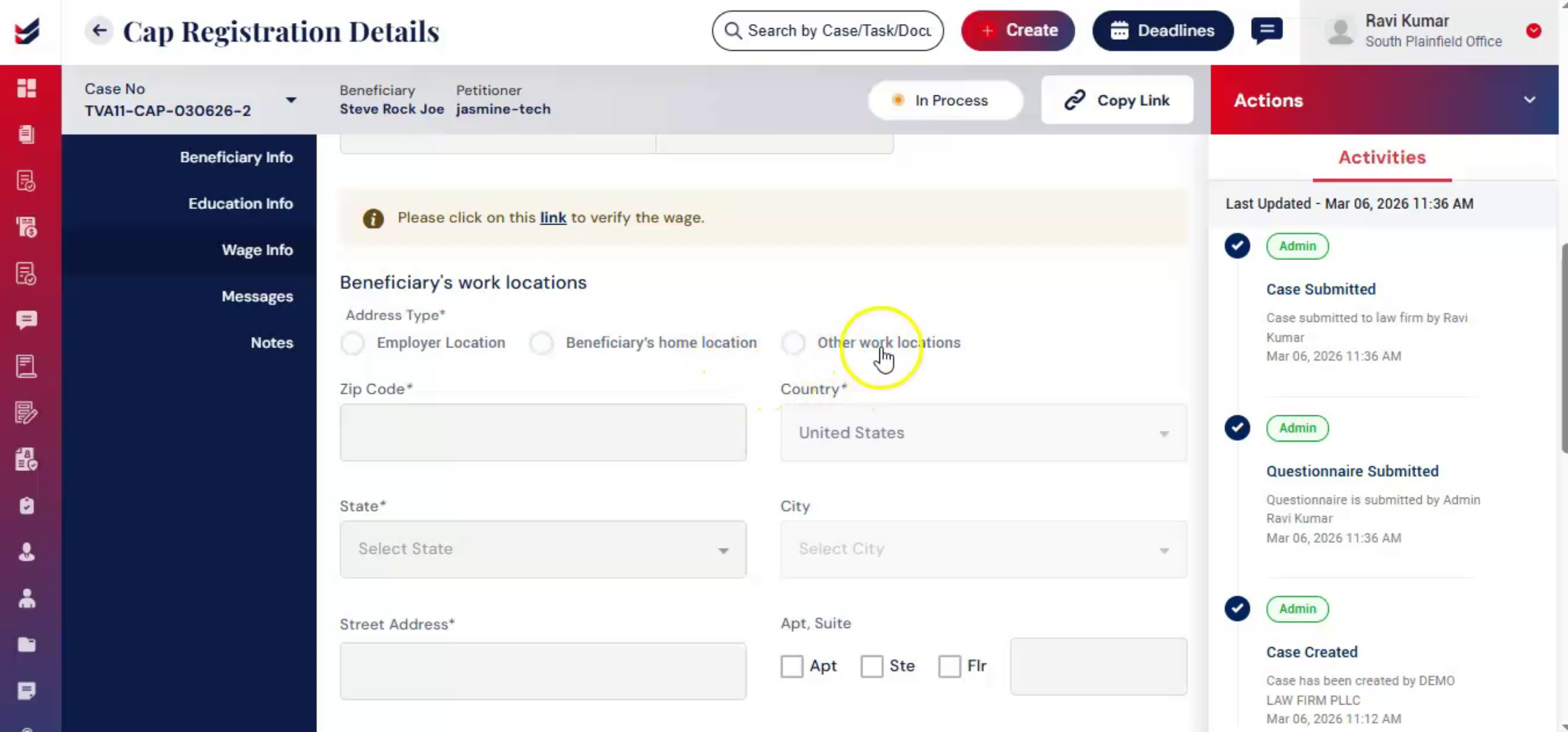 Adding Additional Work Locations