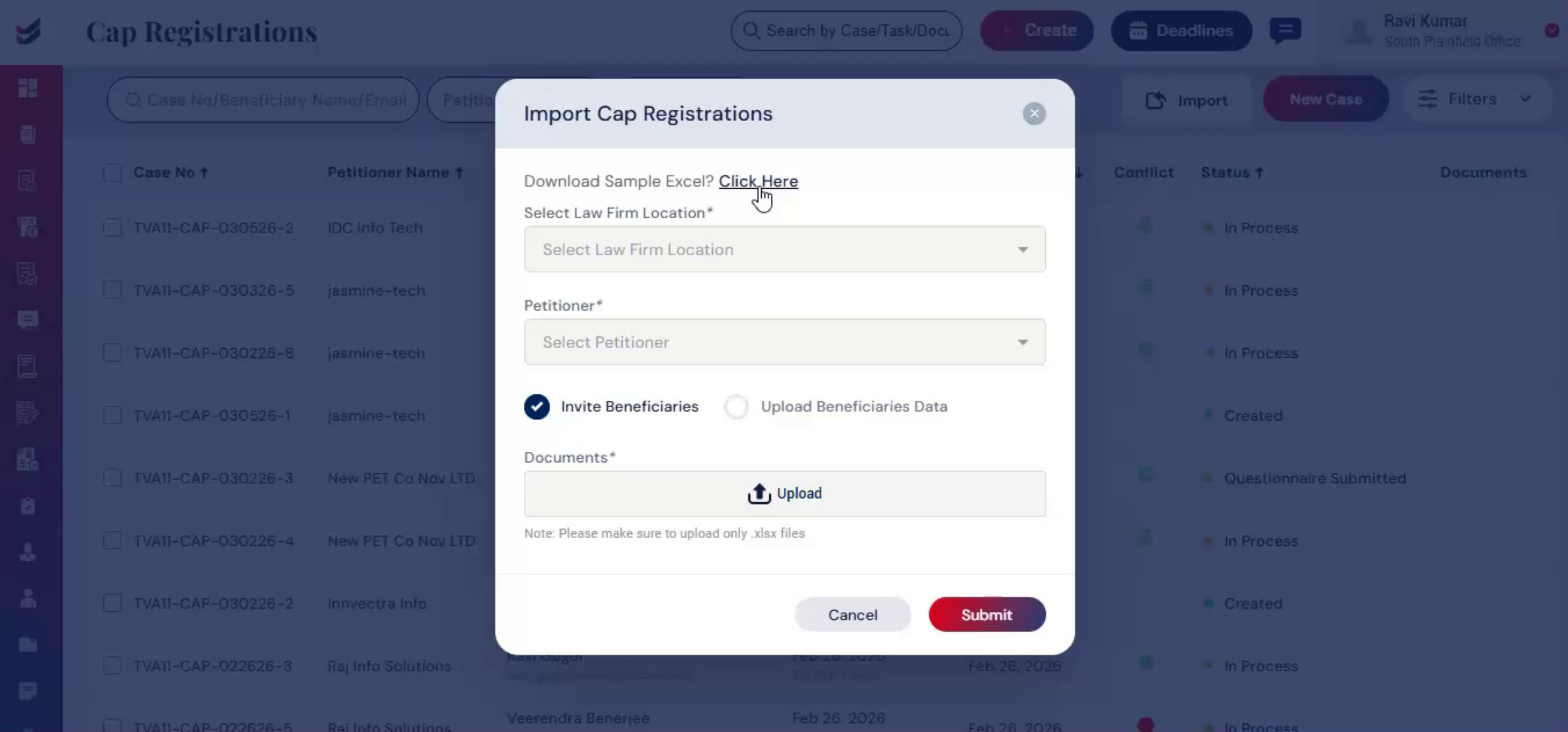 Beneficiary Data Upload Options