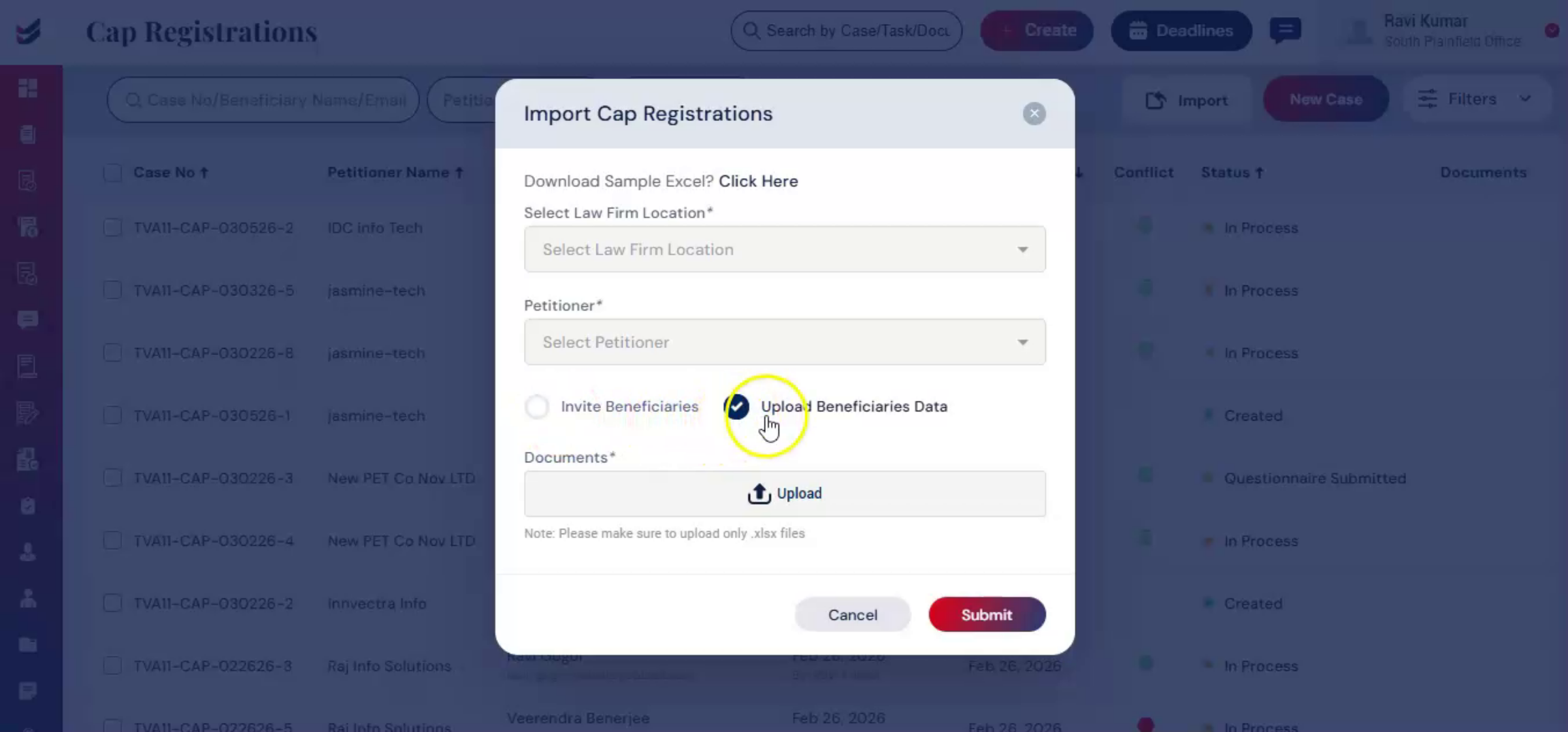 Invite Beneficiaries Via Excel