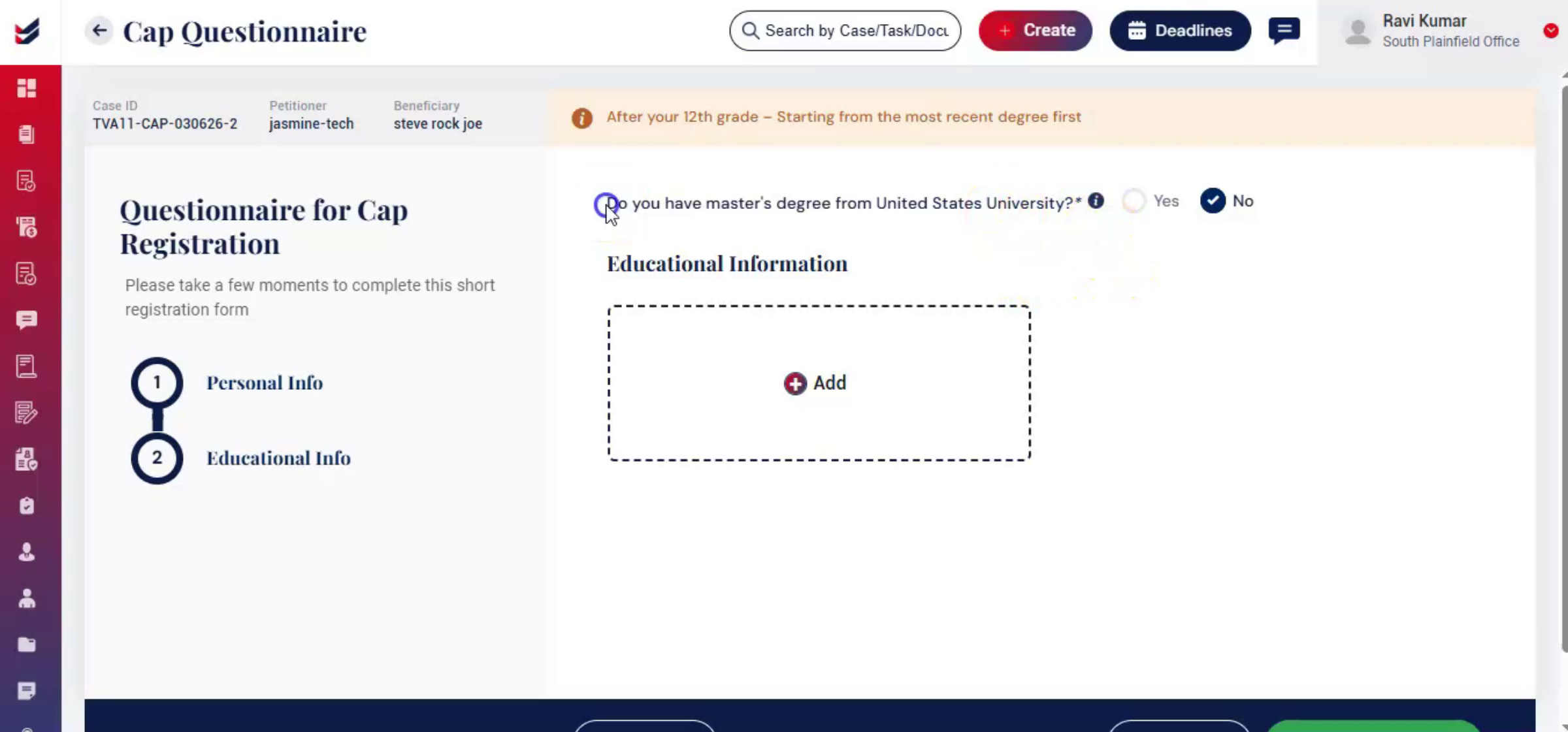 Educational Information Section Details