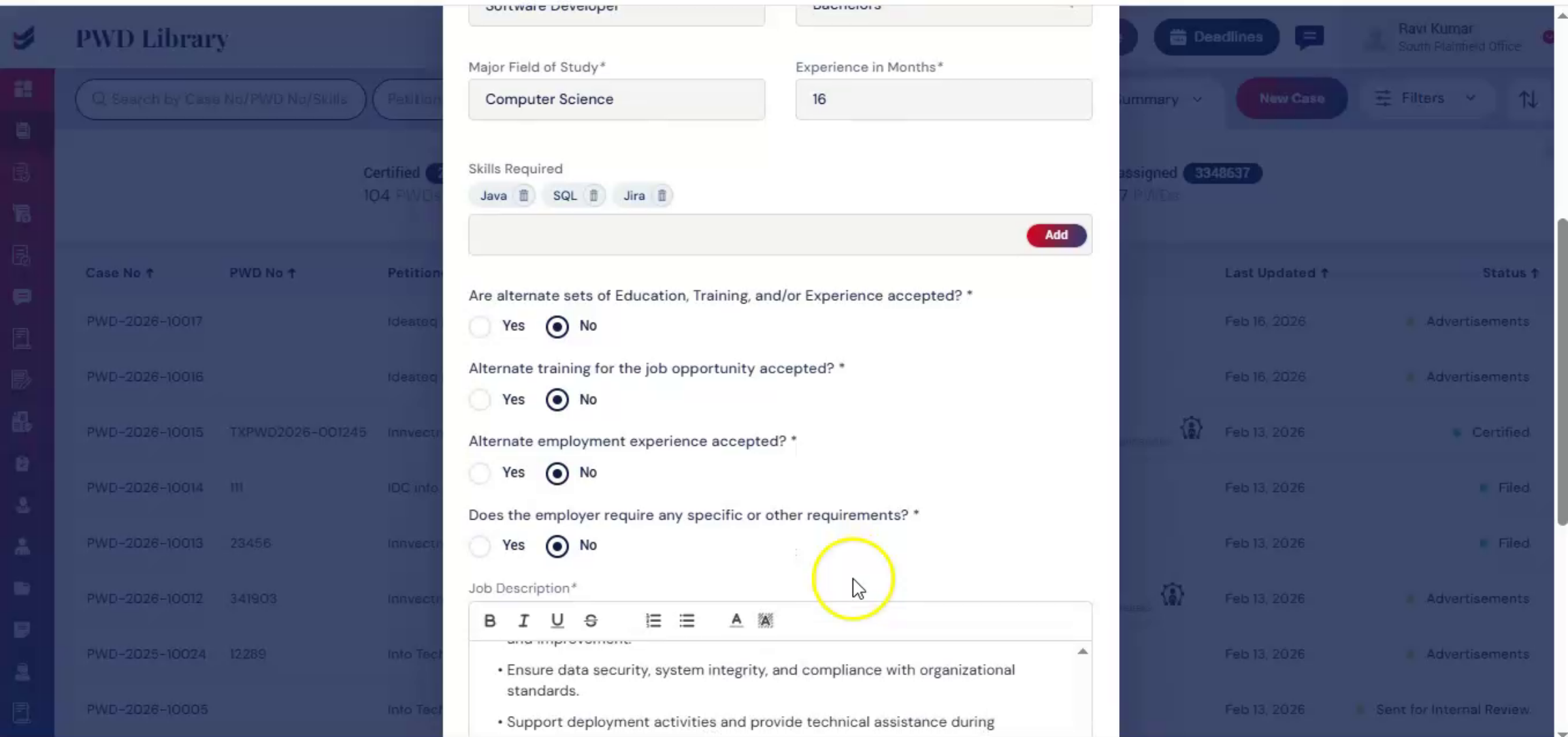 Submitting Job Description