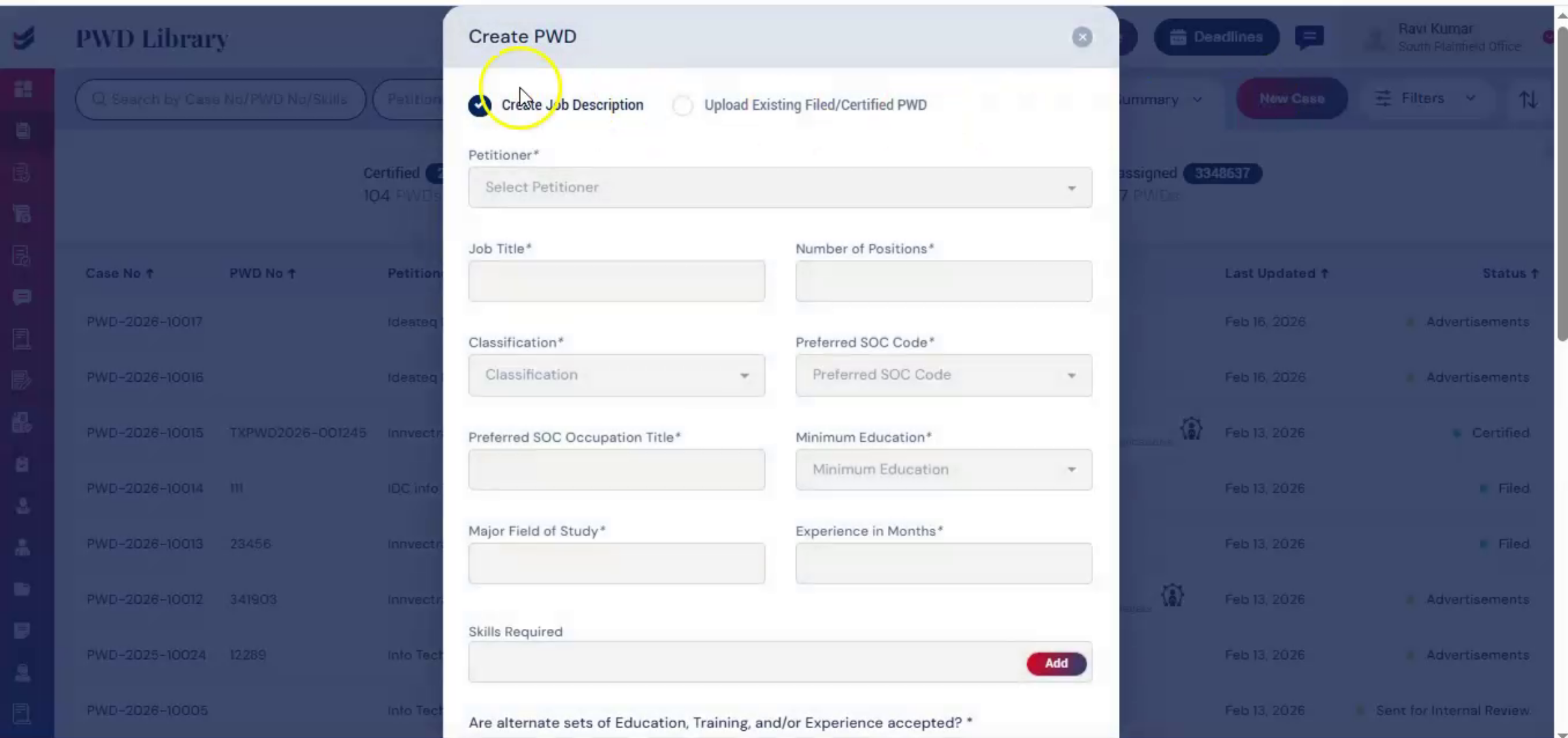 PWD Creation Options