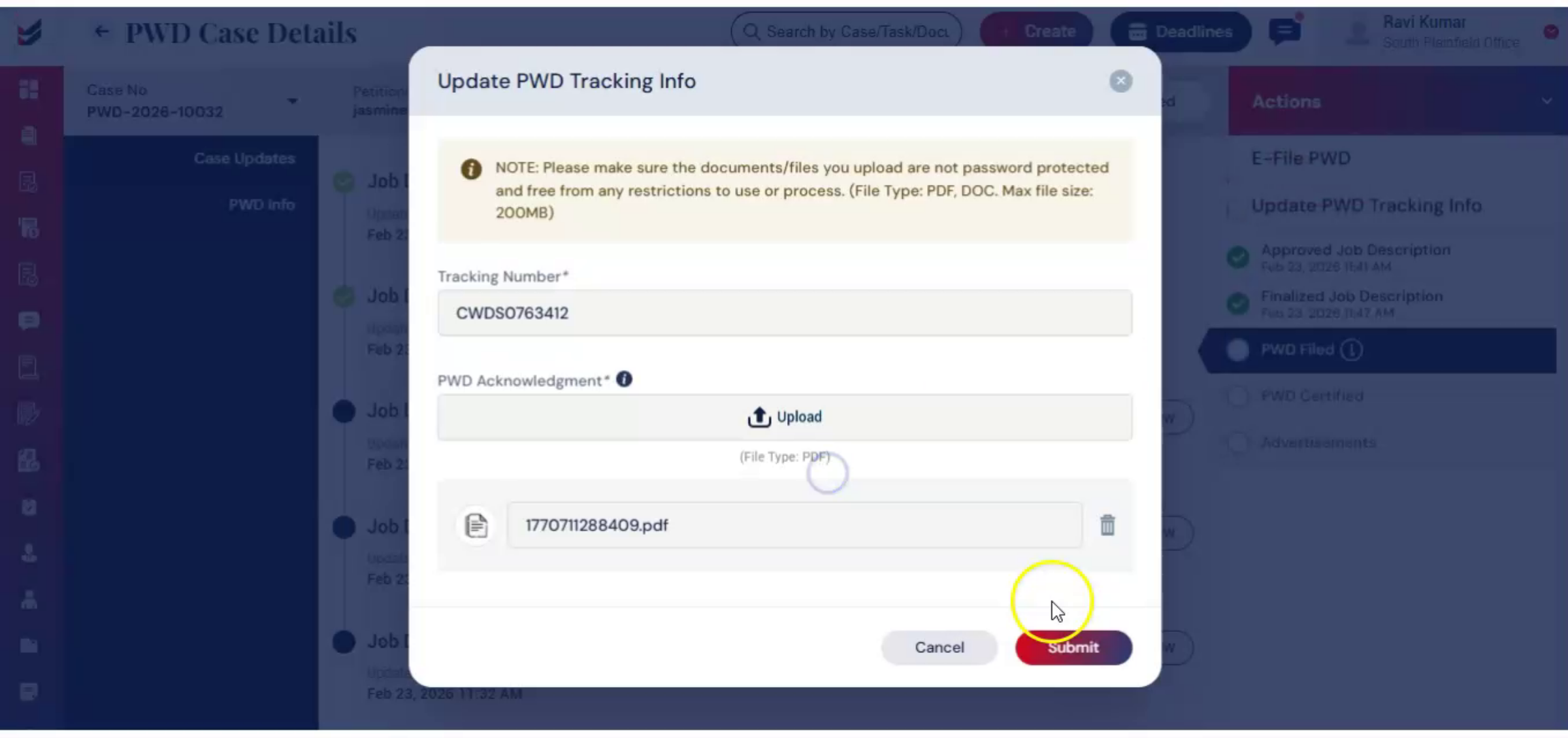 Case Status Updates