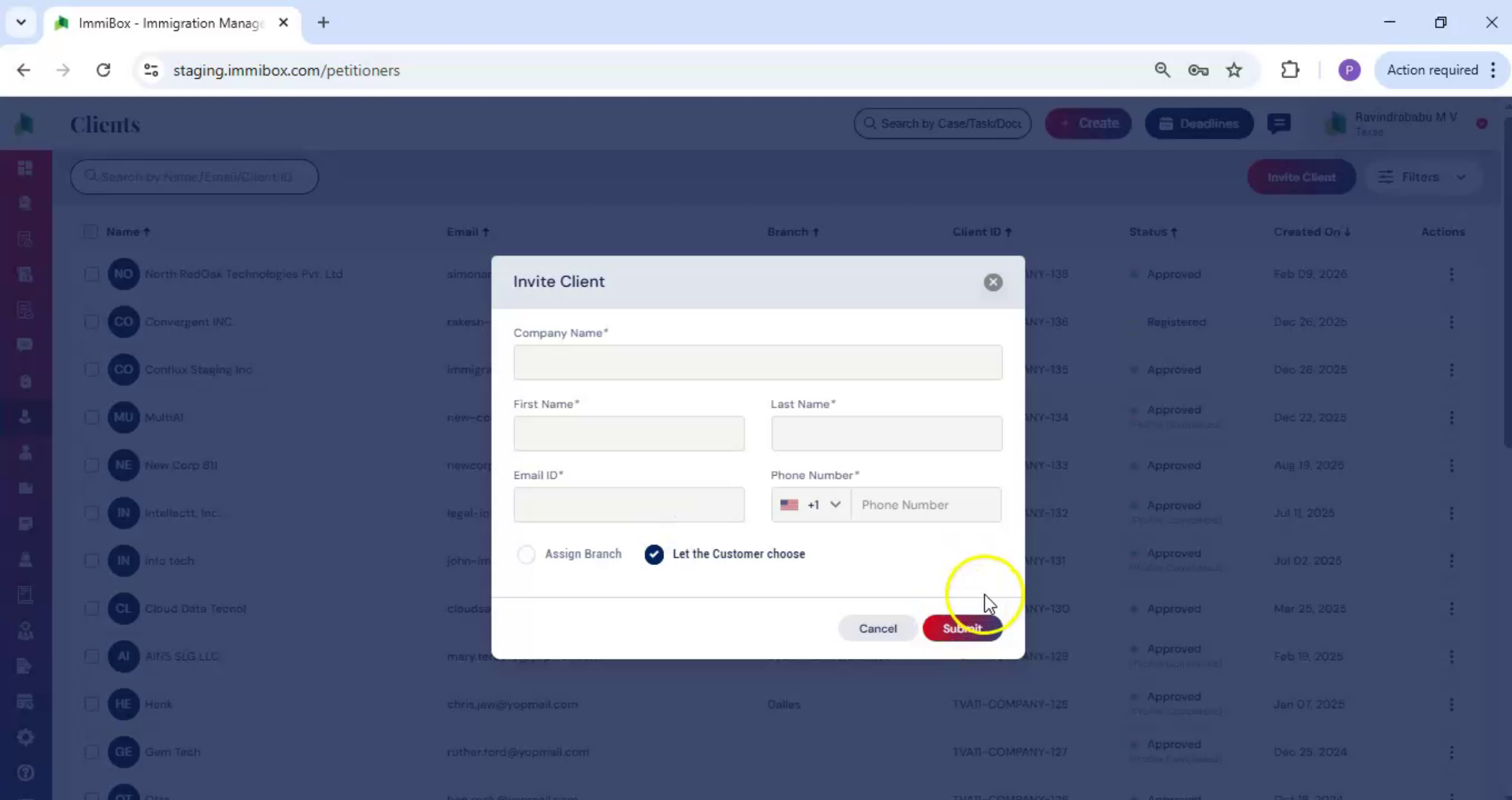 Fourth Method: Case Creation Invitation
