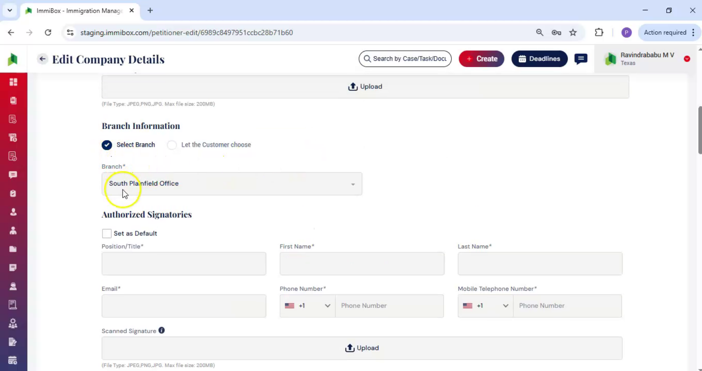 Completing Company Details Options