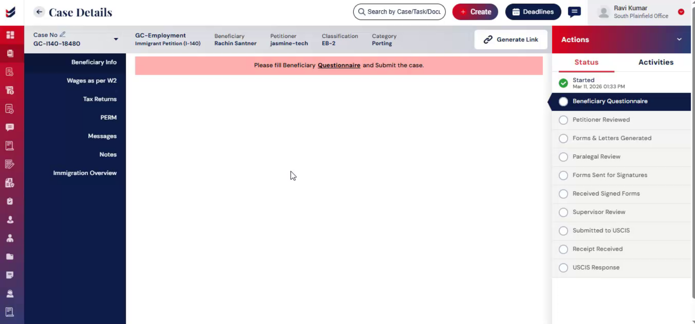 Access Case Details Page