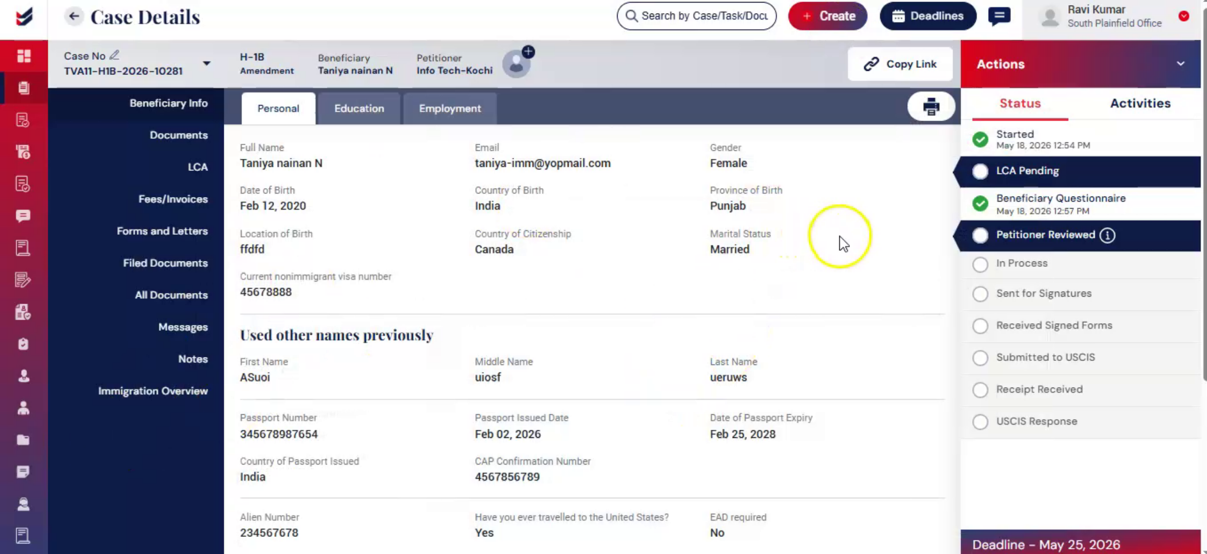 Manage LCA from Case
